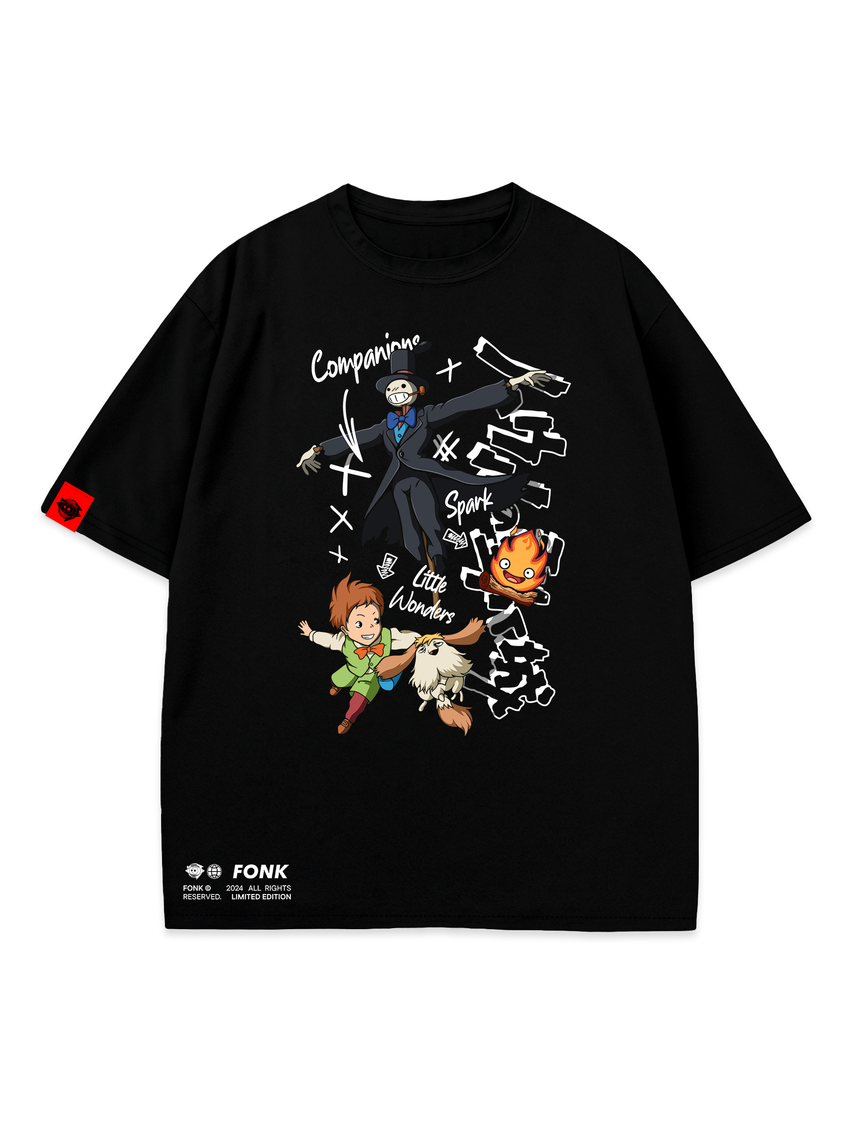 T-SHIRT Friend's - Howl's Moving Castle anime, unisex, black