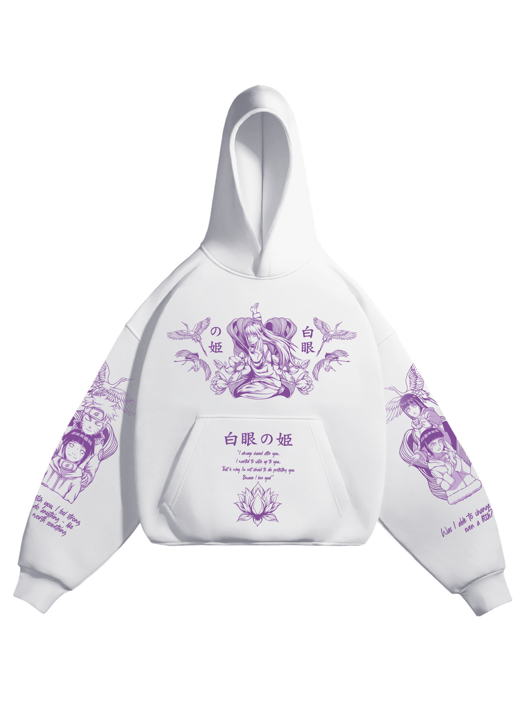 Hoodie Hinata - Naruto anime, unisex, white