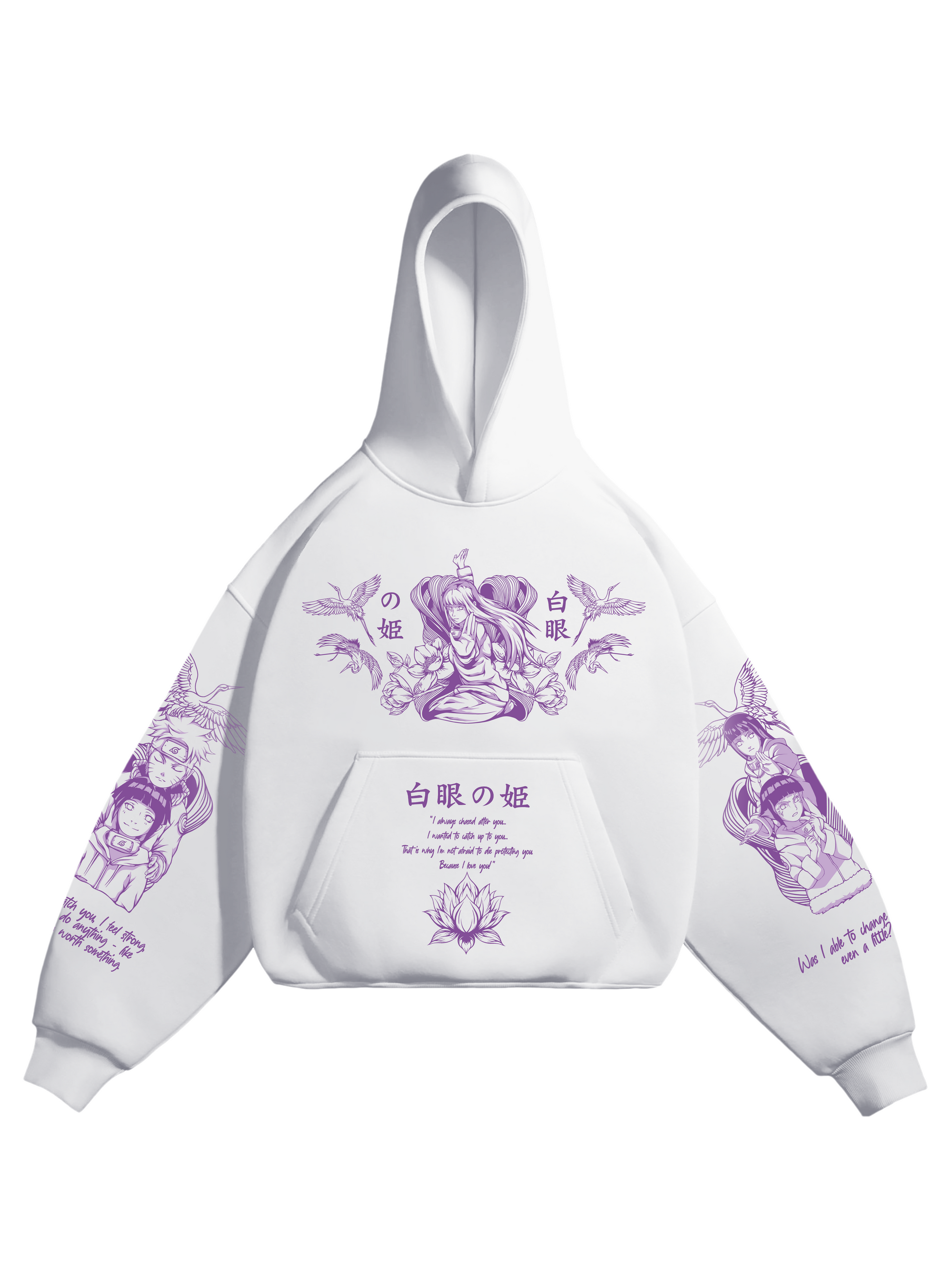 Hoodie Hinata - Naruto anime, unisex, white