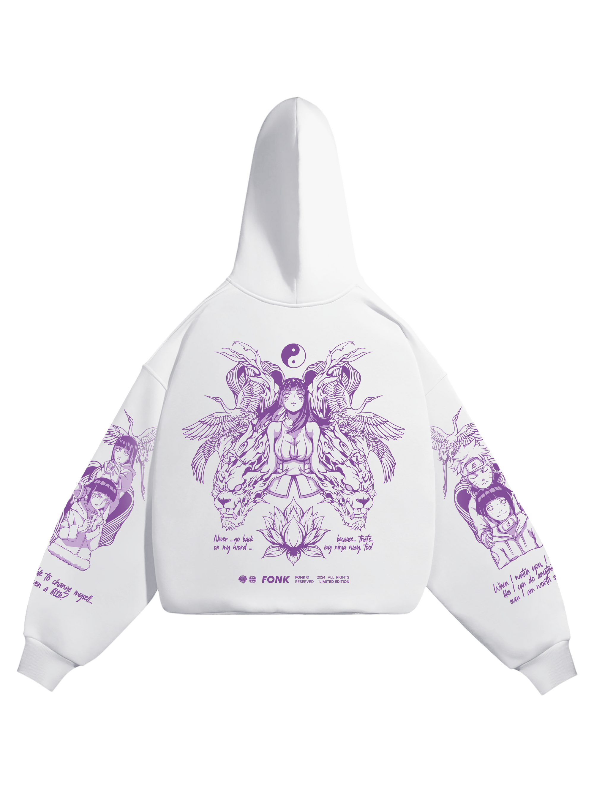 Hoodie Hinata - Naruto anime, unisex, white