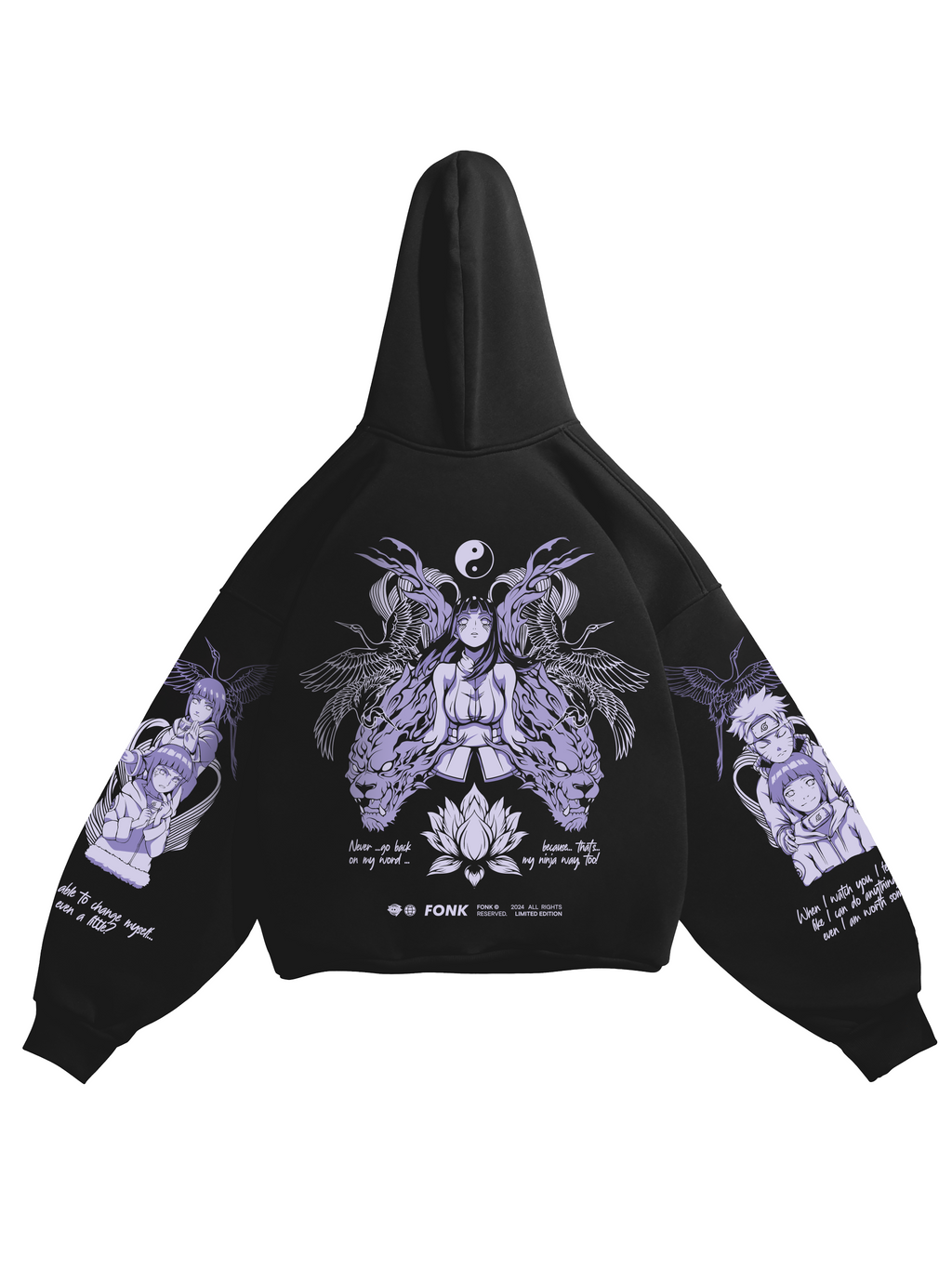 Hoodie Hinata - Naruto anime, unisex, black