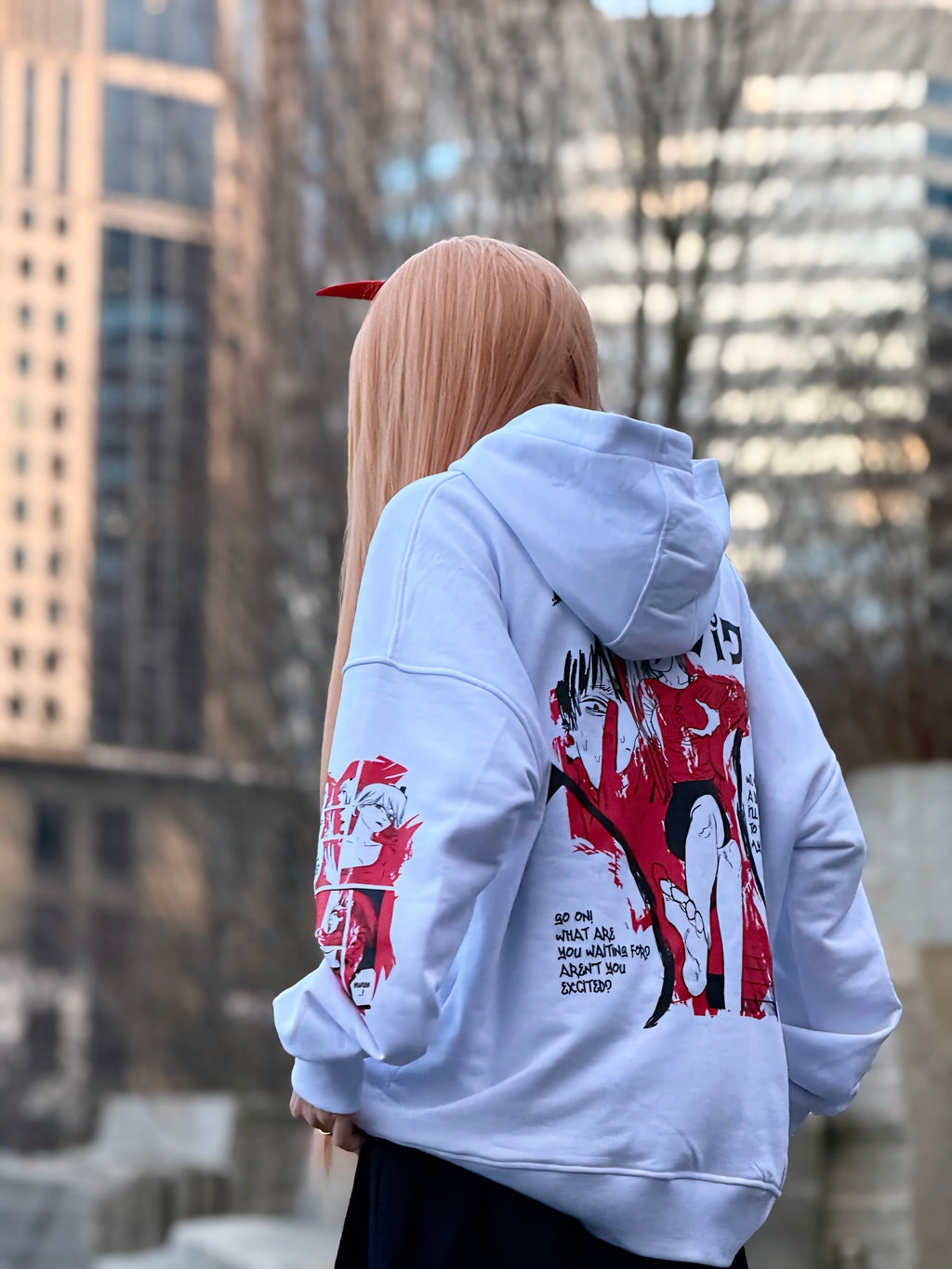 Hoodie Power - Chainsaw Man, unisex, white