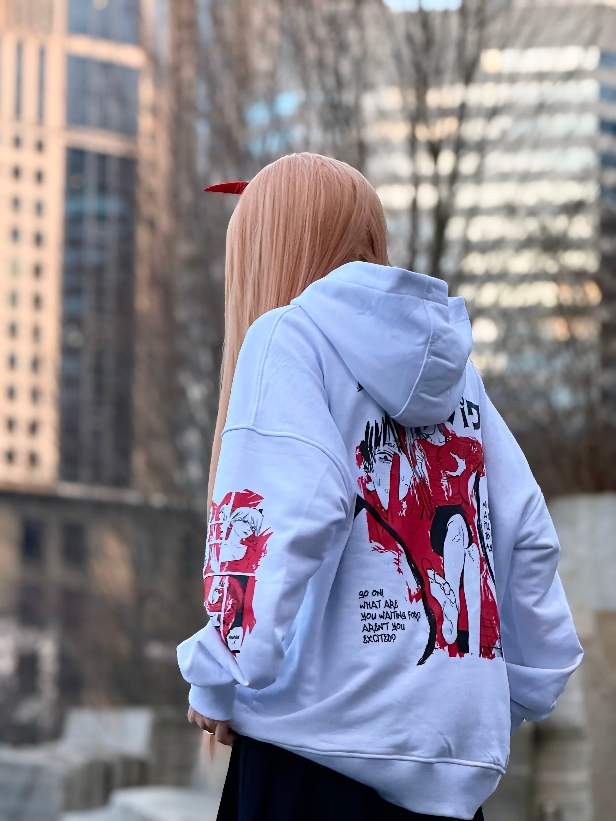 Hoodie Power - Chainsaw Man, unisex, white