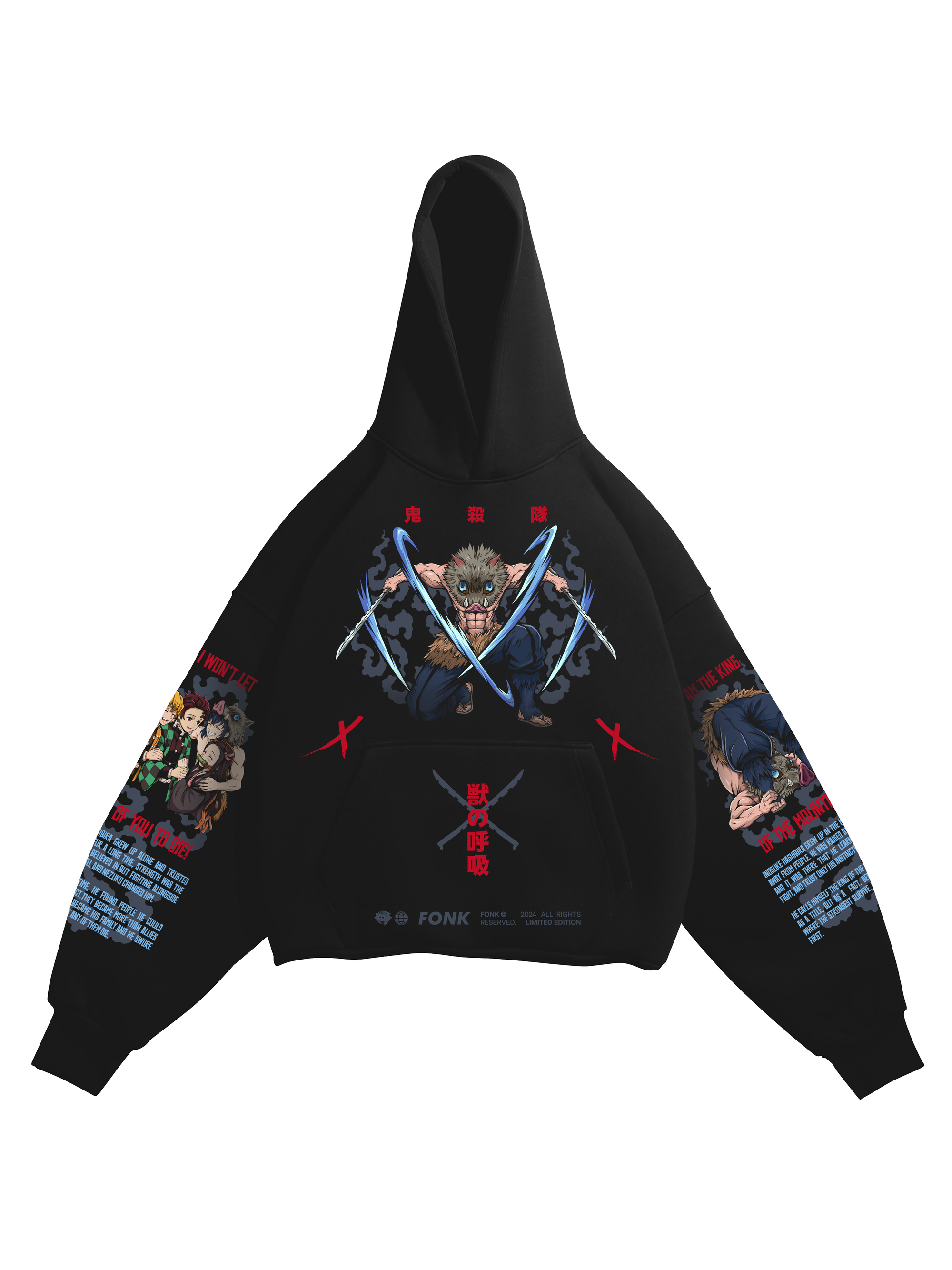 Hoodie King of the Mountains - Demon Slayer anime, unisex, black