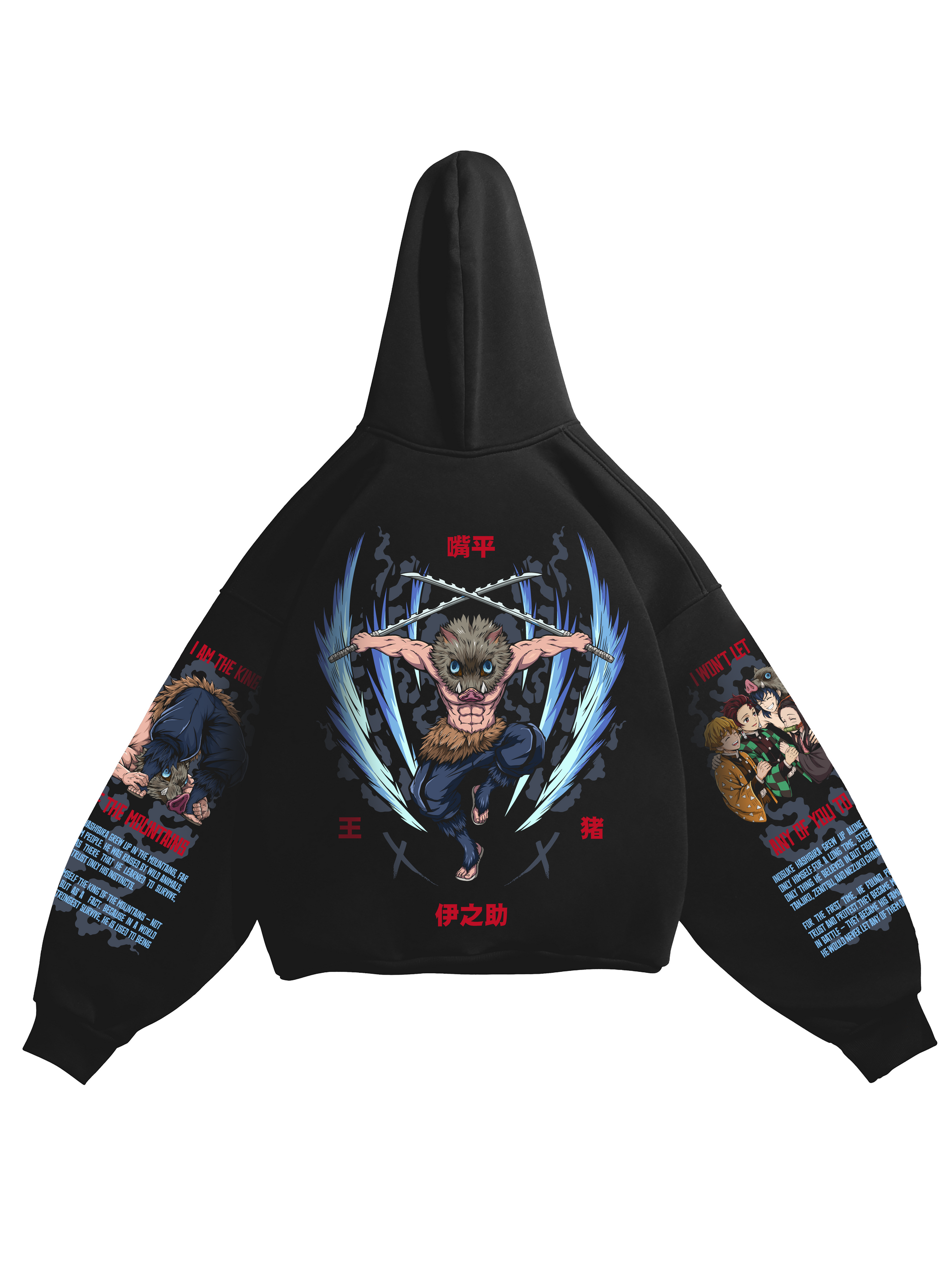 Hoodie King of the Mountains - Demon Slayer anime, unisex, black