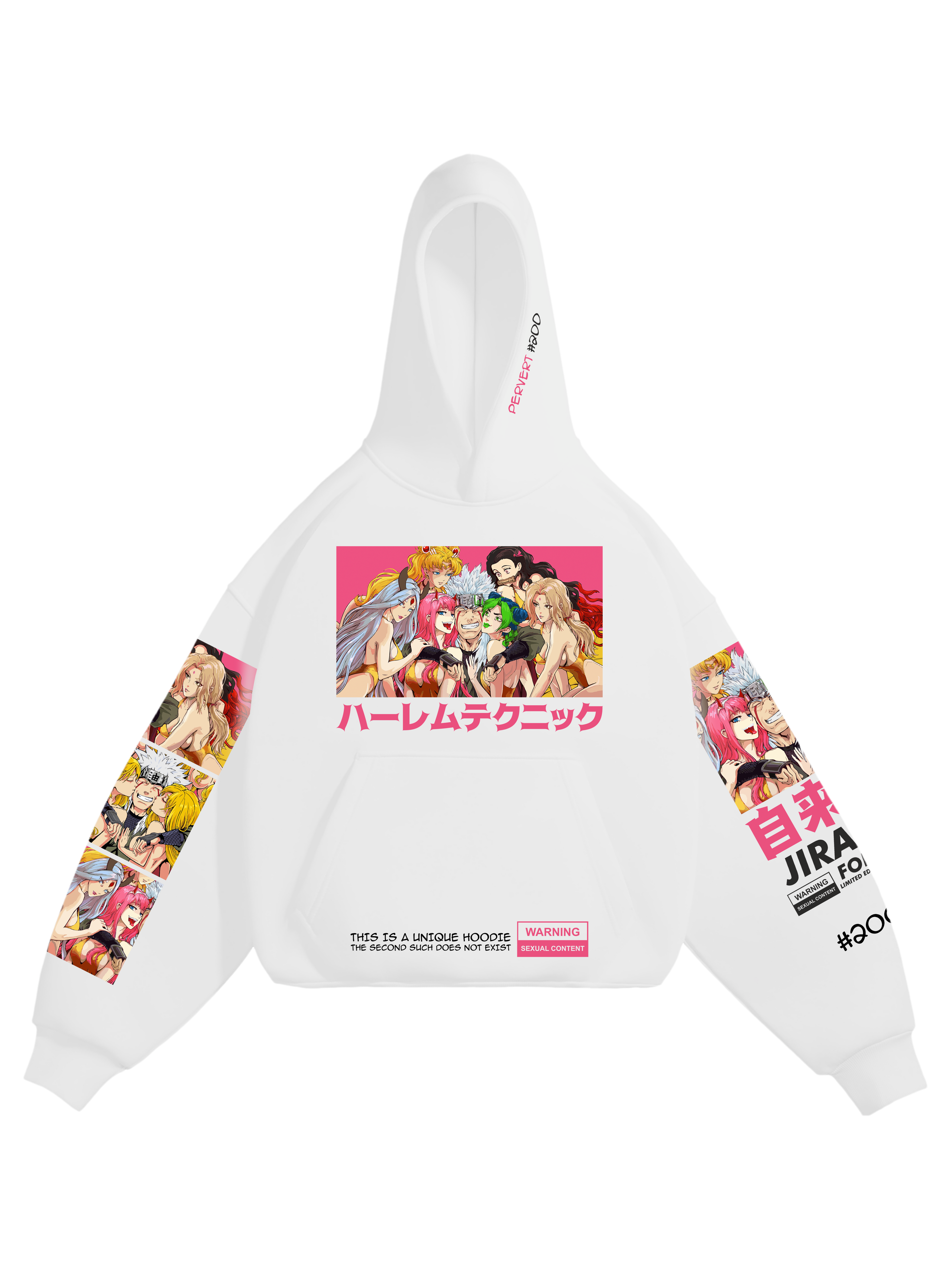 Hoodie Jiraiya - Naruto anime, unisex, white