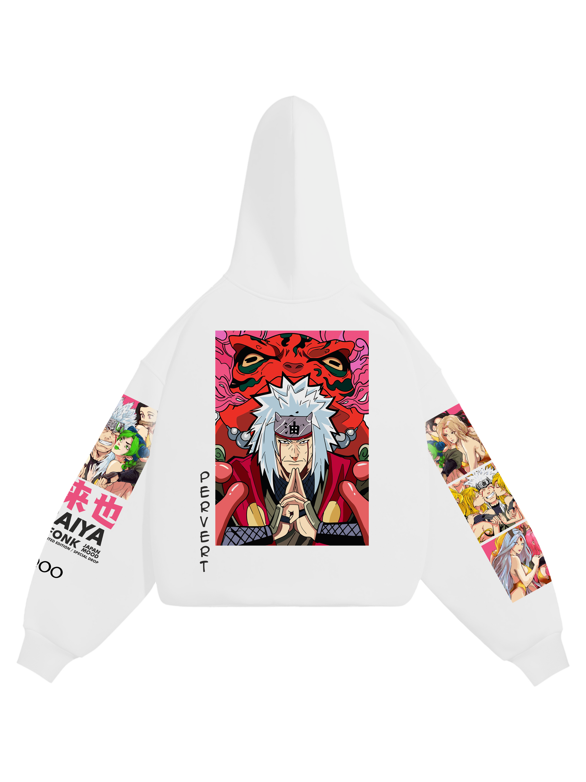 Hoodie Jiraiya - Naruto anime, unisex, white