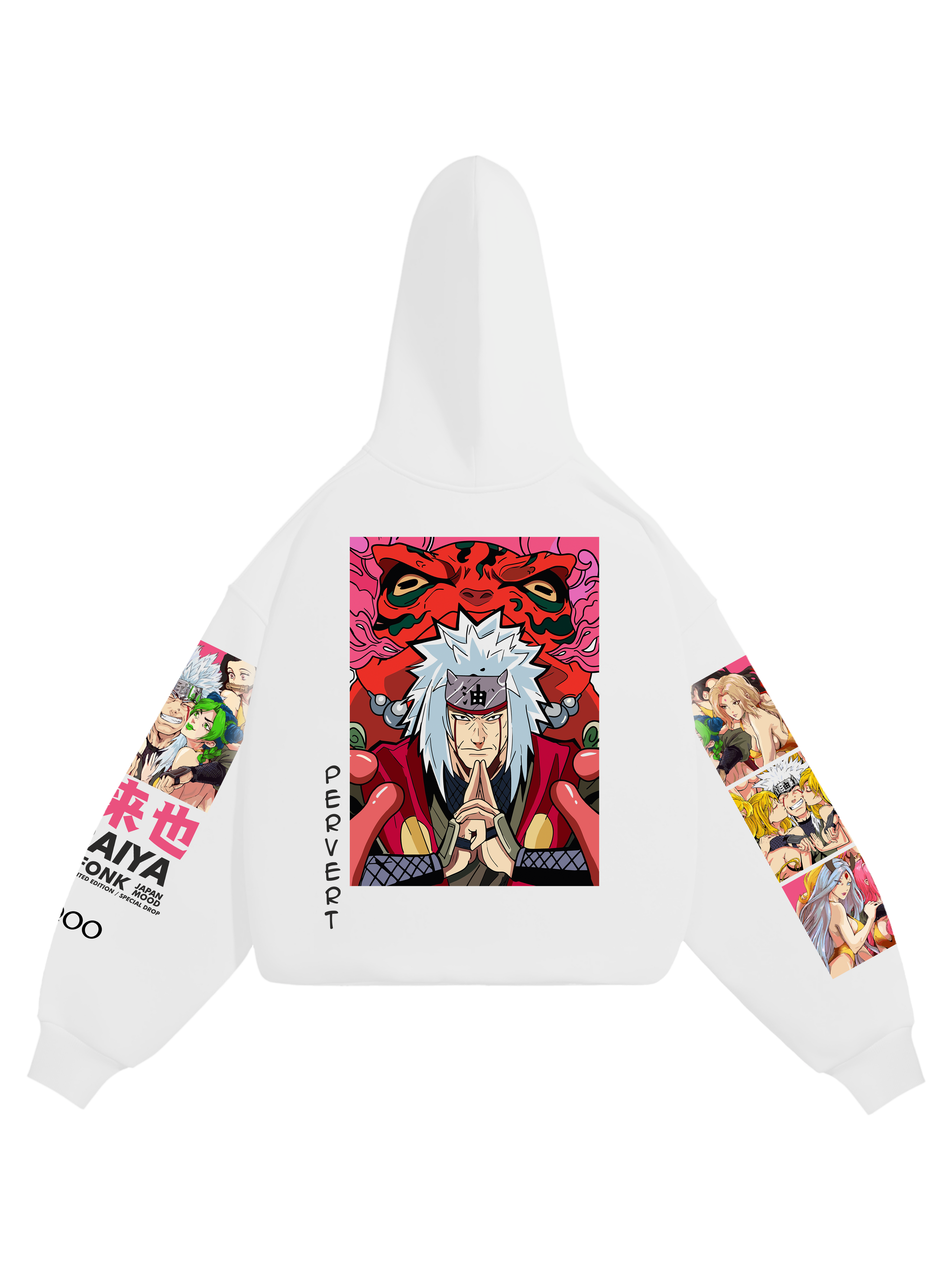 Hoodie Jiraiya - Naruto anime, unisex, white