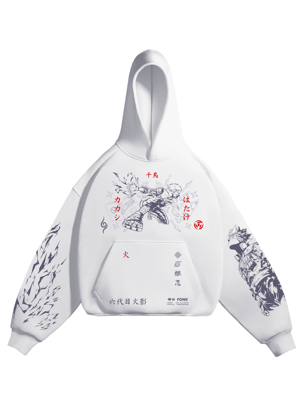 Hoodie Kakashi - Naruto anime, unisex, white
