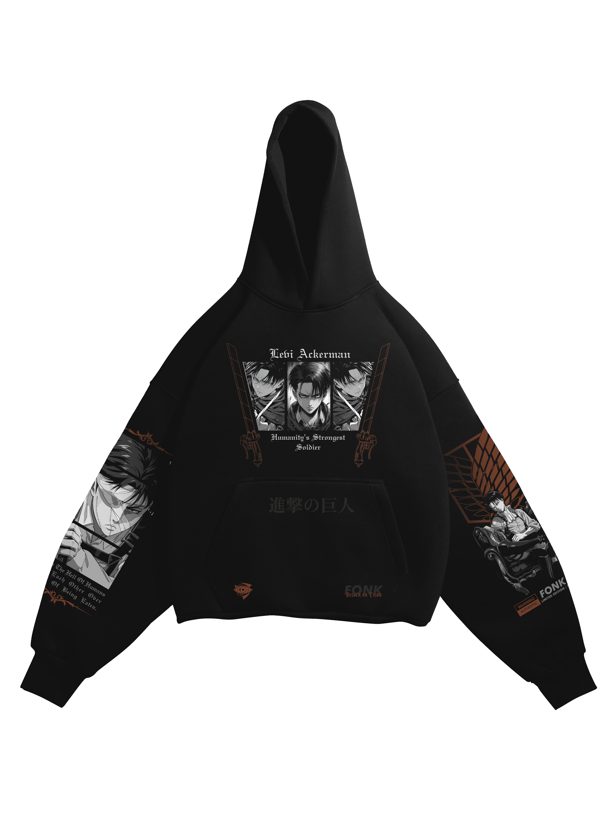 Hoodie Levi Ackerman - AOT anime, unisex, black