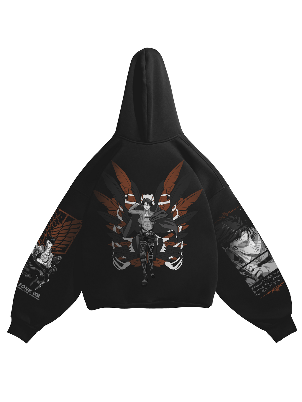 Hoodie Levi Ackerman - AOT anime, unisex, black