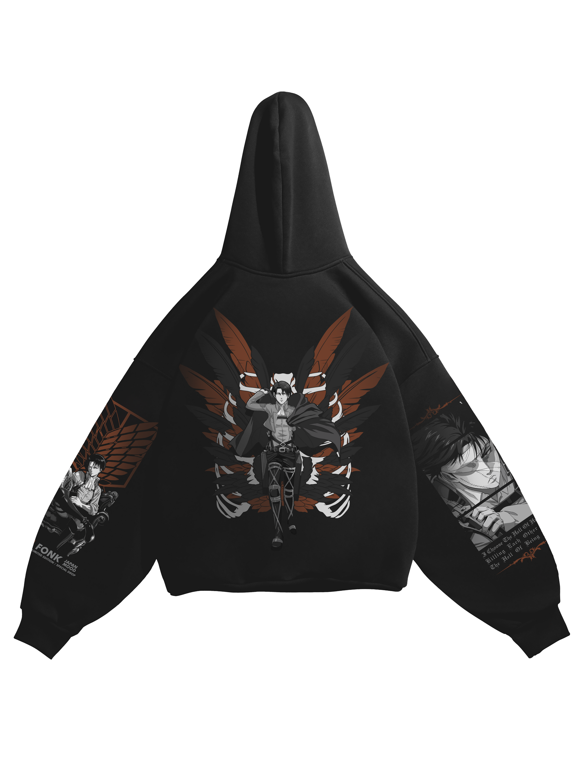 Hoodie Levi Ackerman - AOT anime, unisex, black