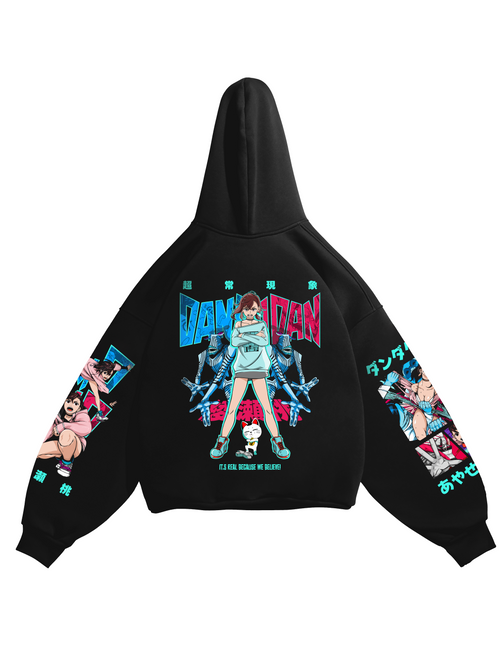 Hoodie Momo - Dandadan anime, unisex, black