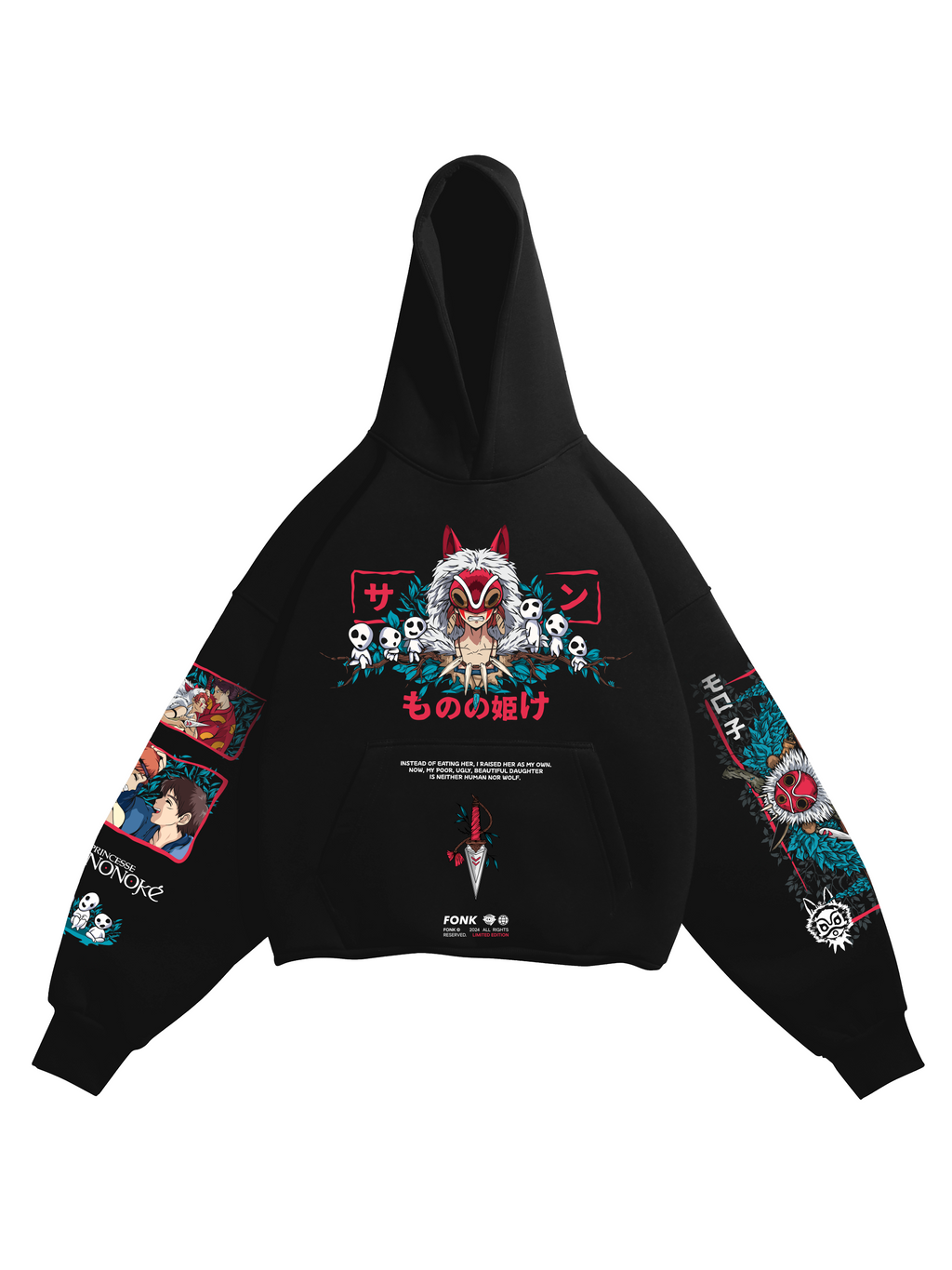 Hoodie San - Princess Mononoke anime, unisex, black