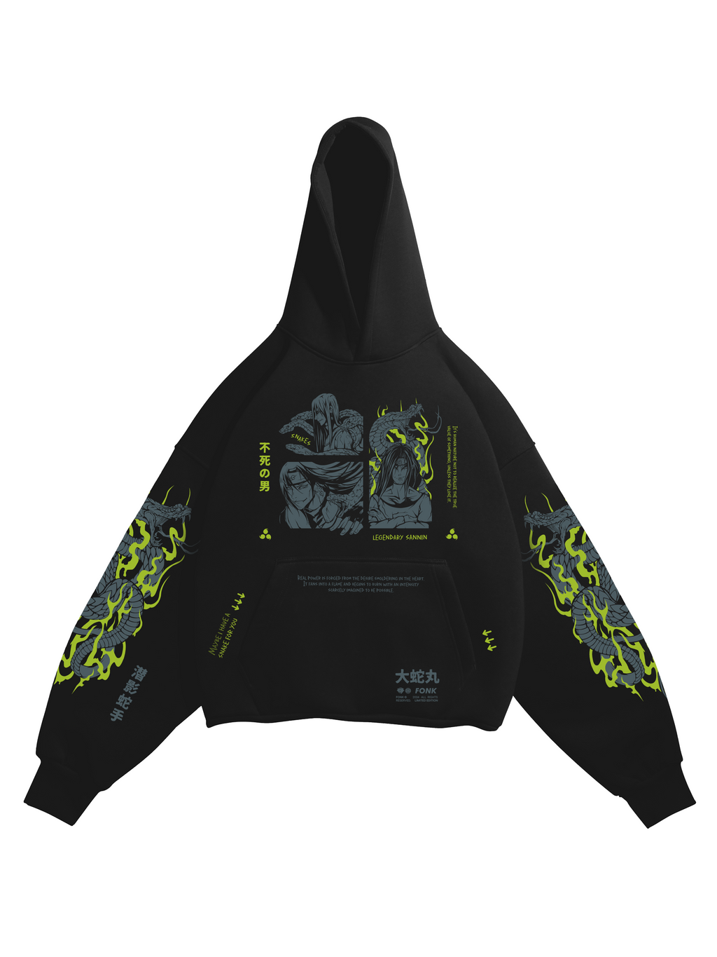 Hoodie Orochimaru - Naruto anime, unisex, black