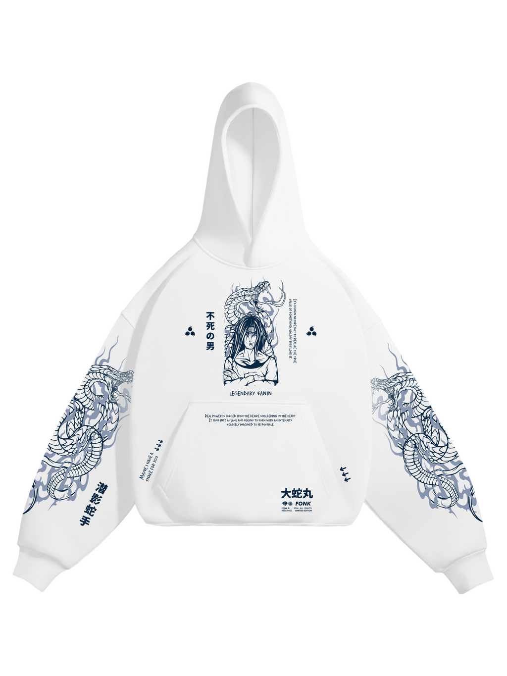 Hoodie Orochimaru - Naruto anime, unisex, white