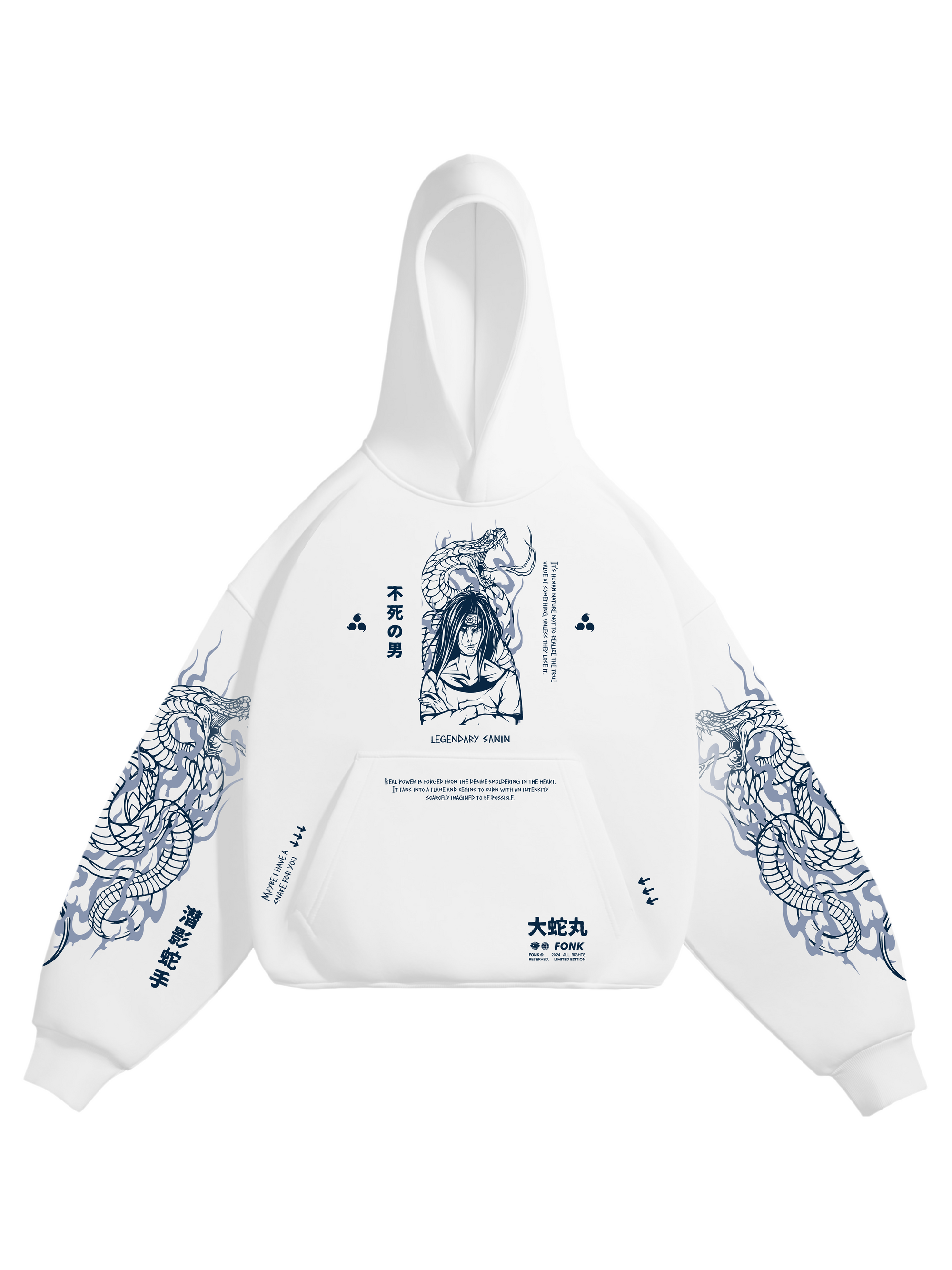 Hoodie Orochimaru - Naruto anime, unisex, white