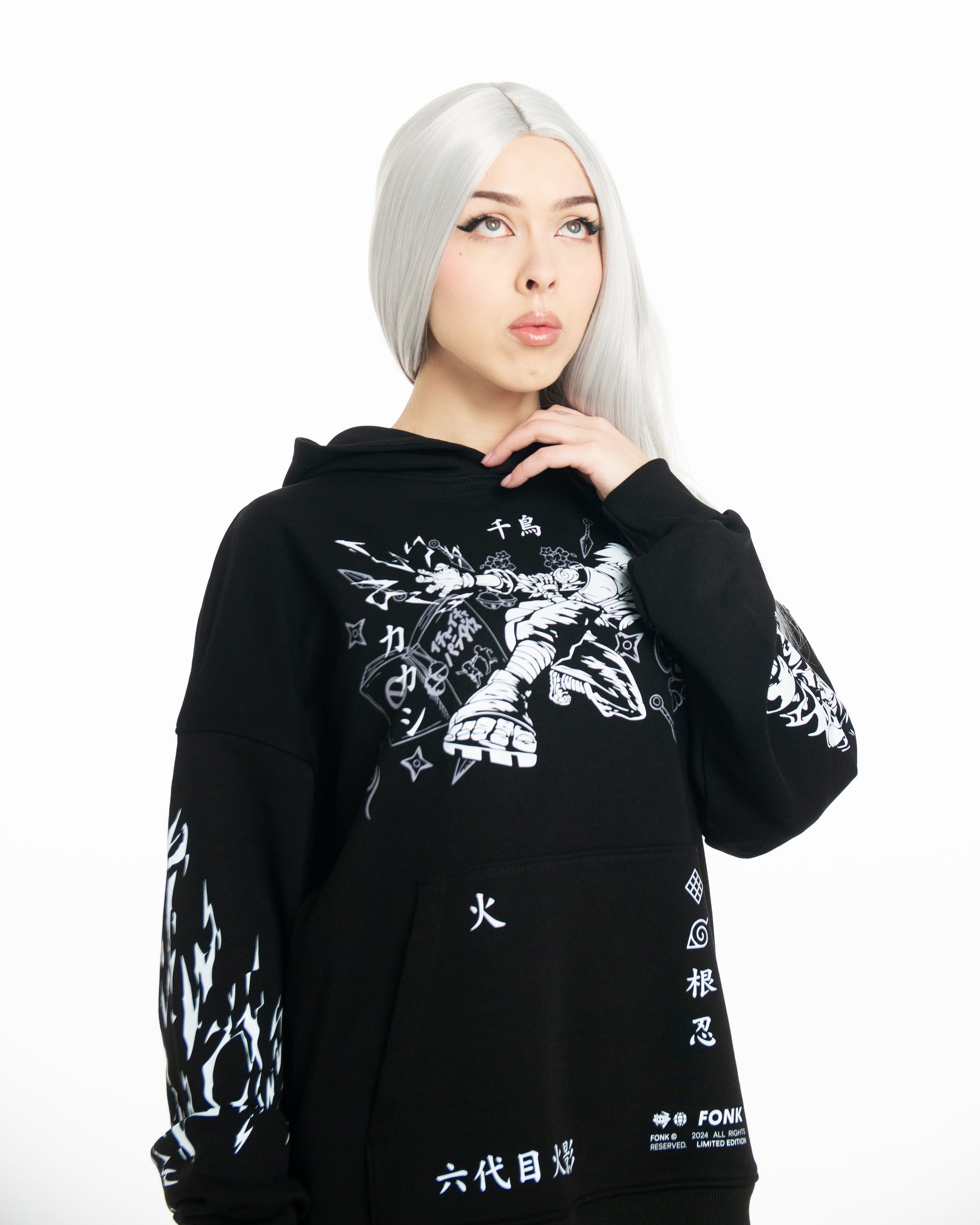 Hoodie Kakashi - Naruto anime, unisex, black
