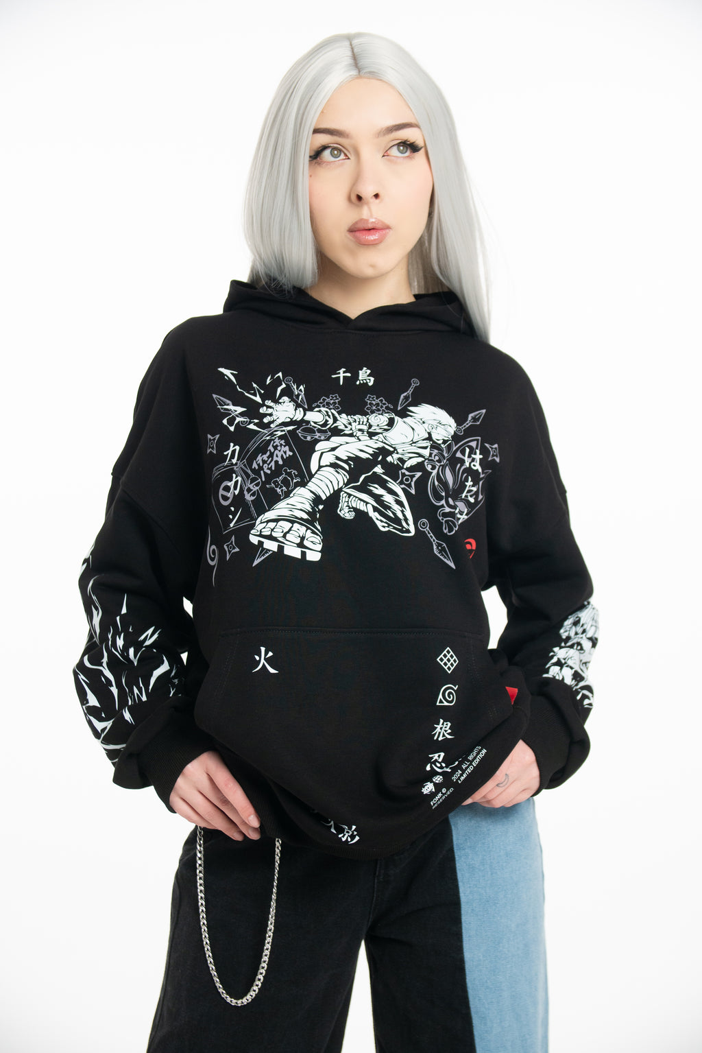 Hoodie Kakashi - Naruto anime, unisex, black