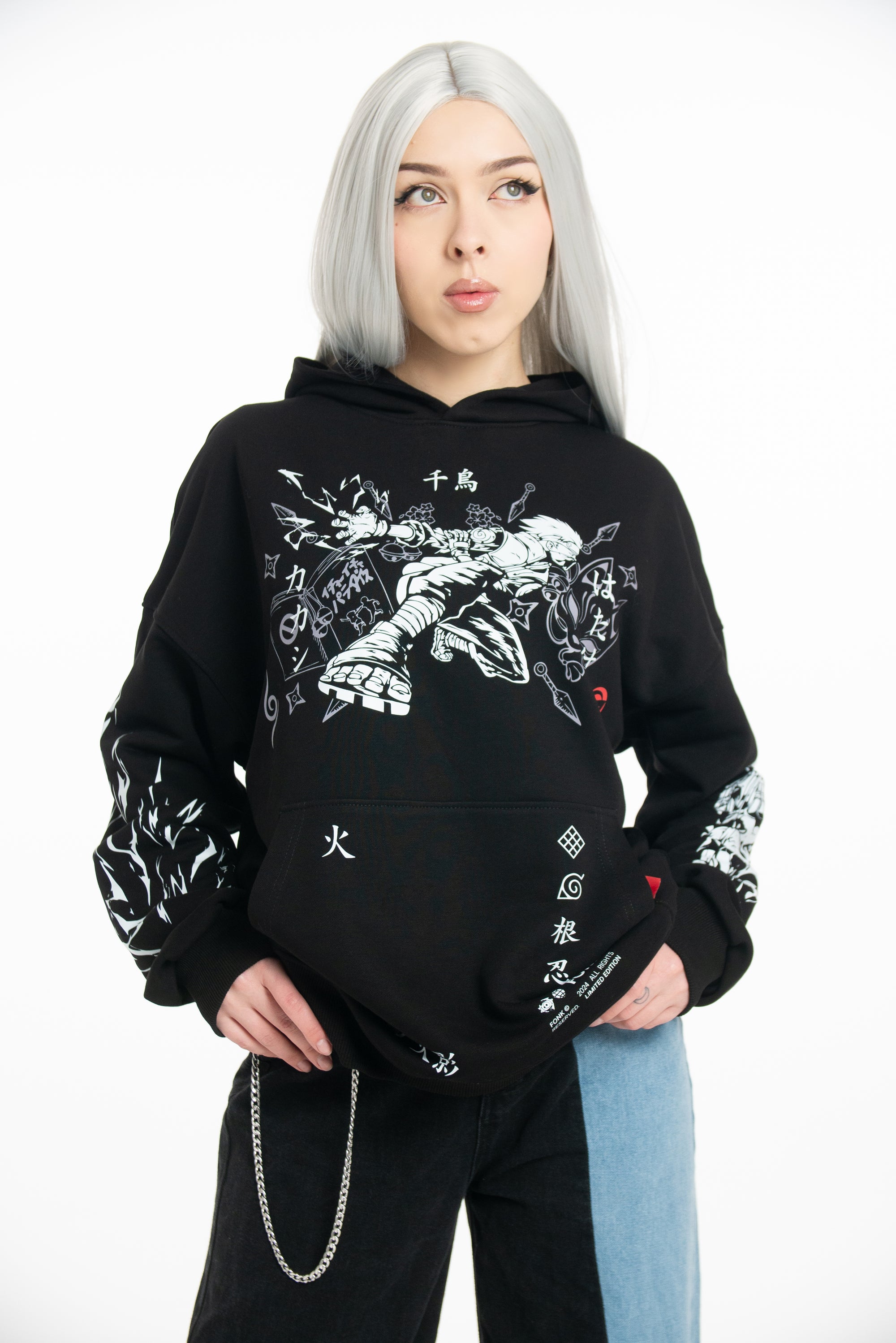 Hoodie Kakashi - Naruto anime, unisex, black