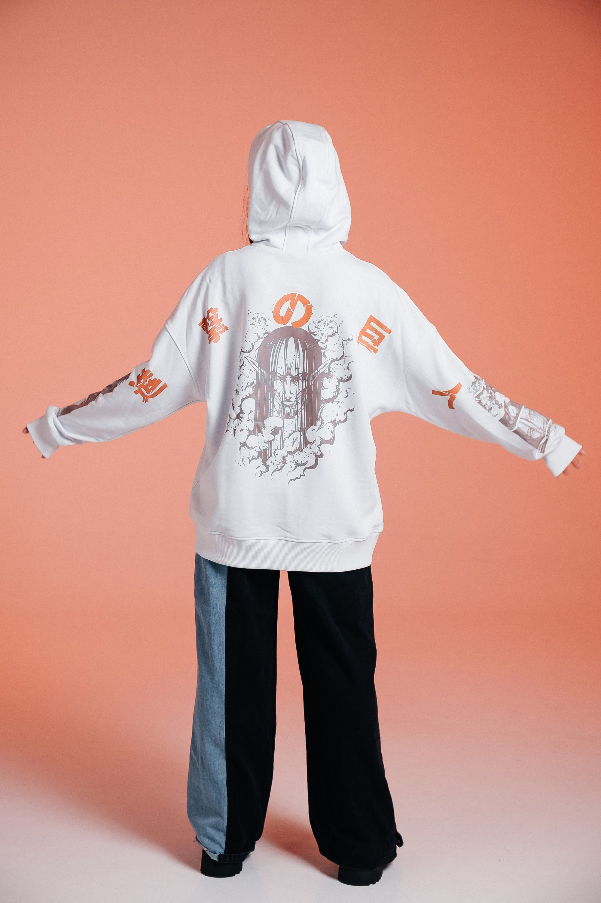 Hoodie Eren Yeager - AOT anime, unisex, white