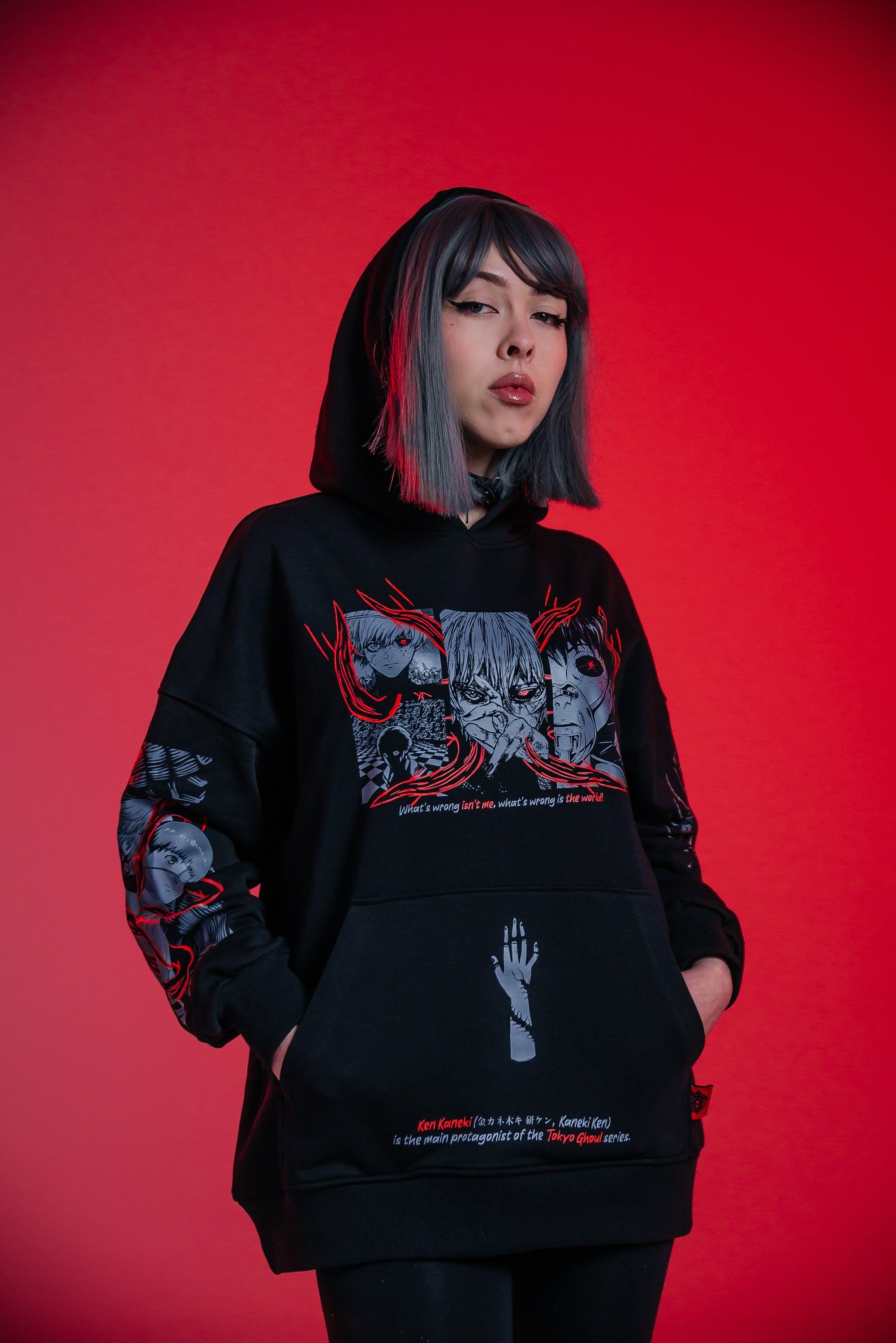 Hoodie Ken Kaneki - Tokyo Ghoul anime, unisex, black
