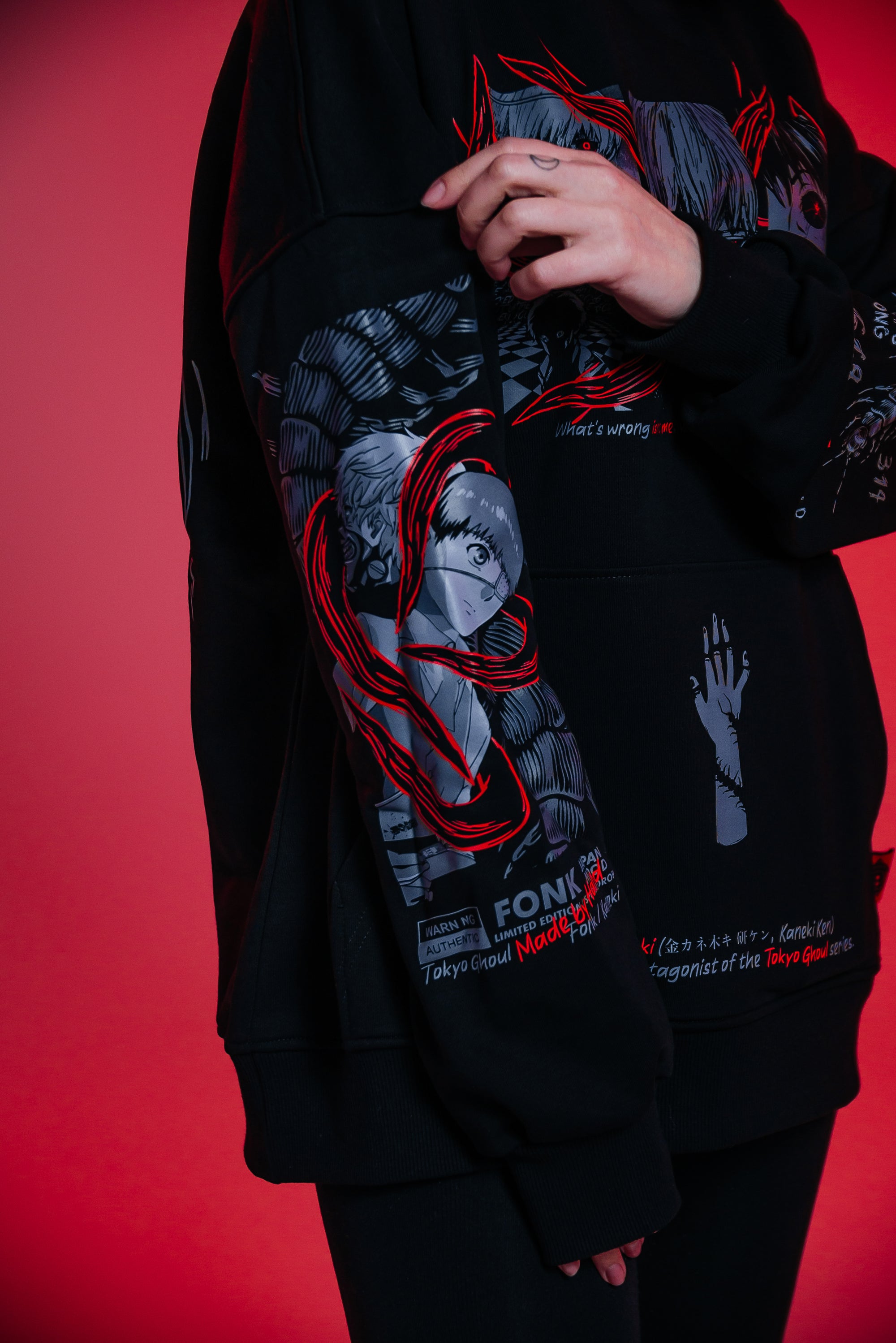 Hoodie Ken Kaneki - Tokyo Ghoul anime, unisex, black