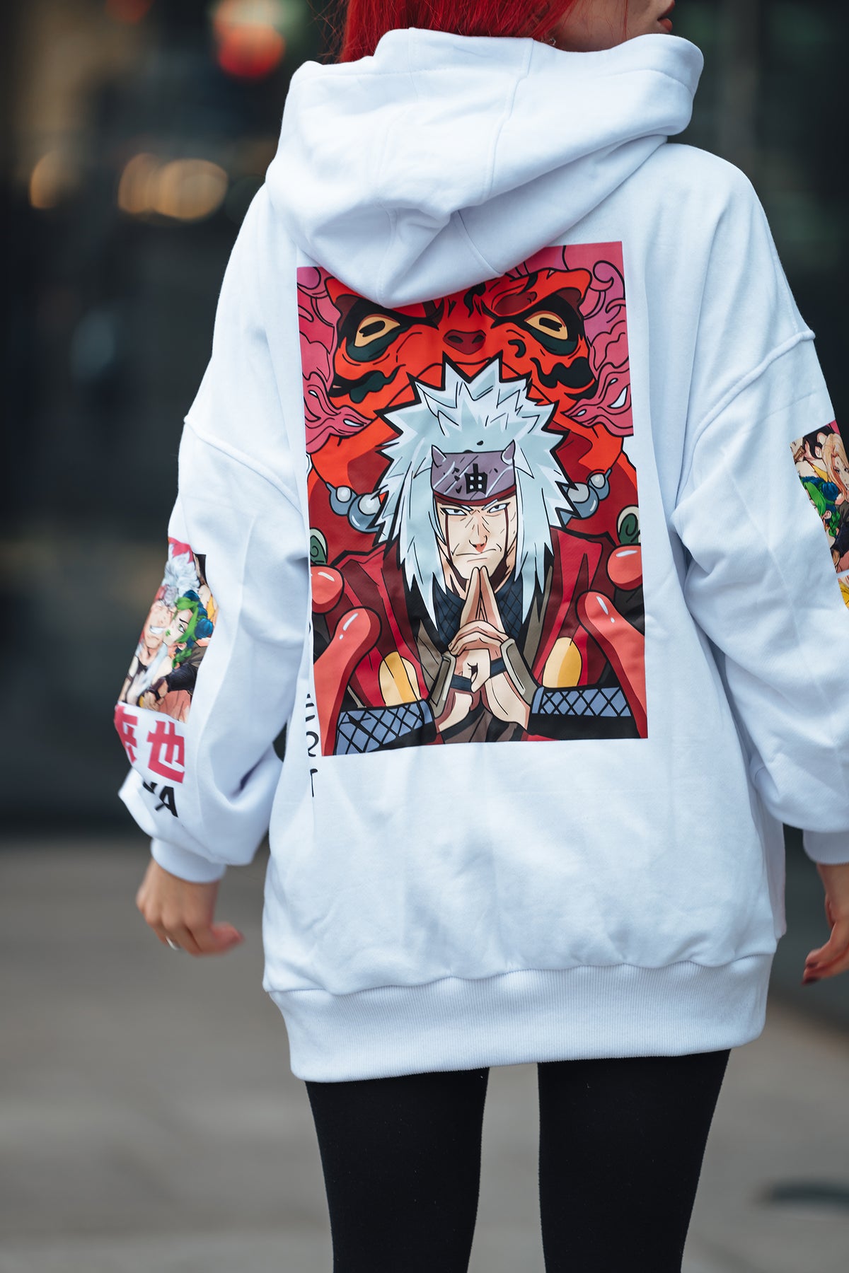 Hoodie Jiraiya - Naruto anime, unisex, white