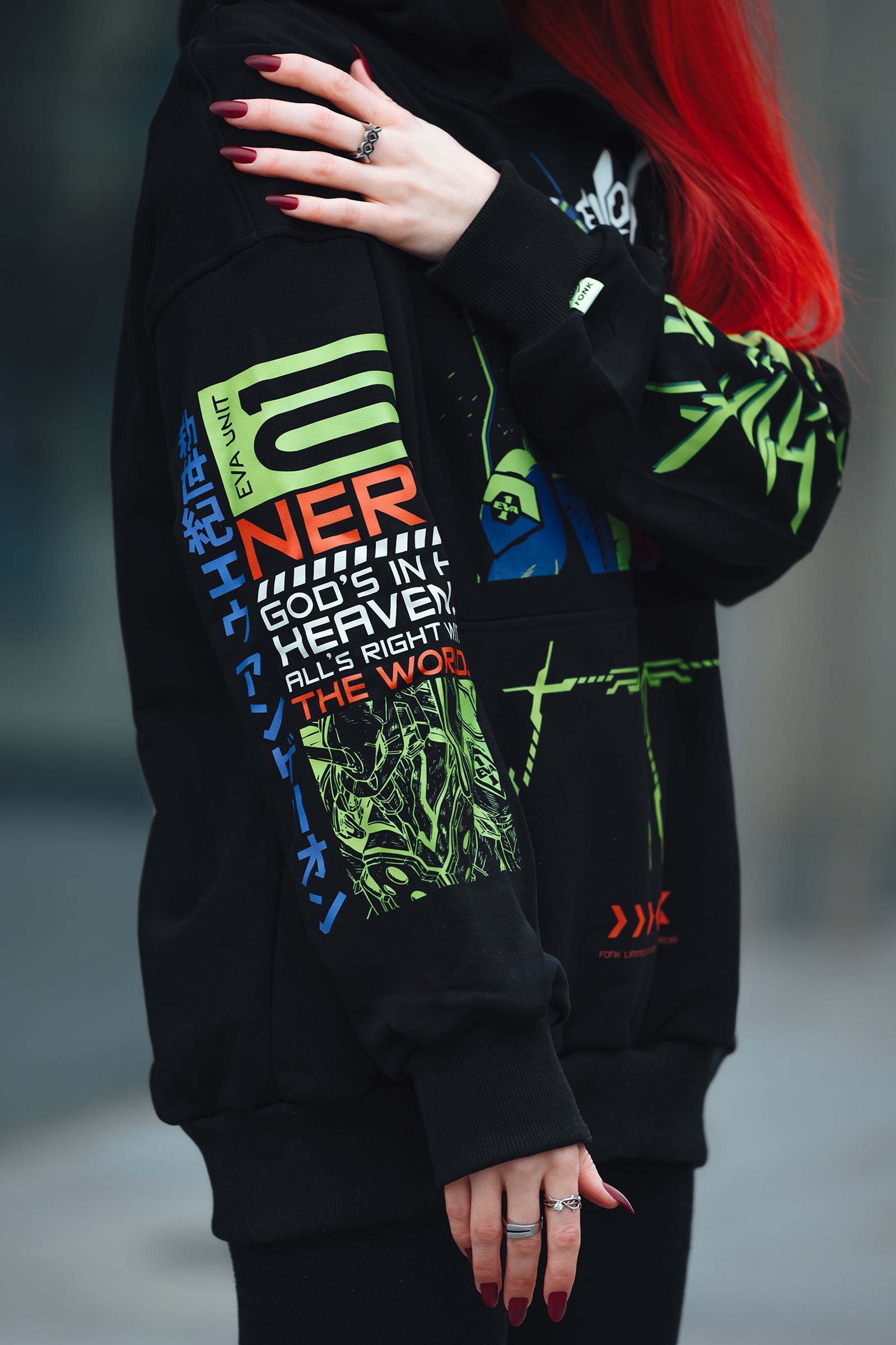 Hoodie Eva-01 - Evangelion anime, unisex, black