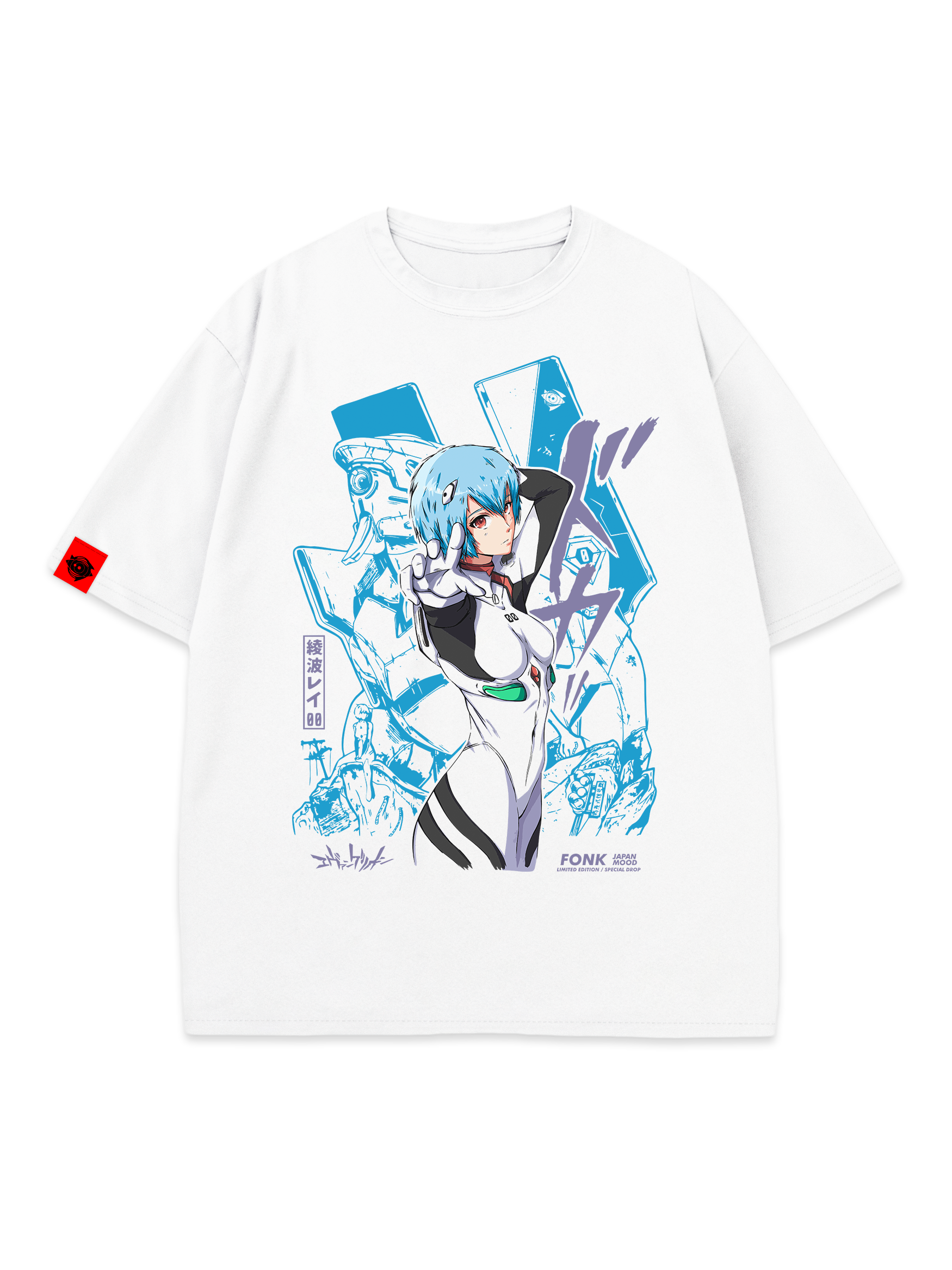 T-SHIRT Rei Ayanami - Evangelion anime, unisex, white