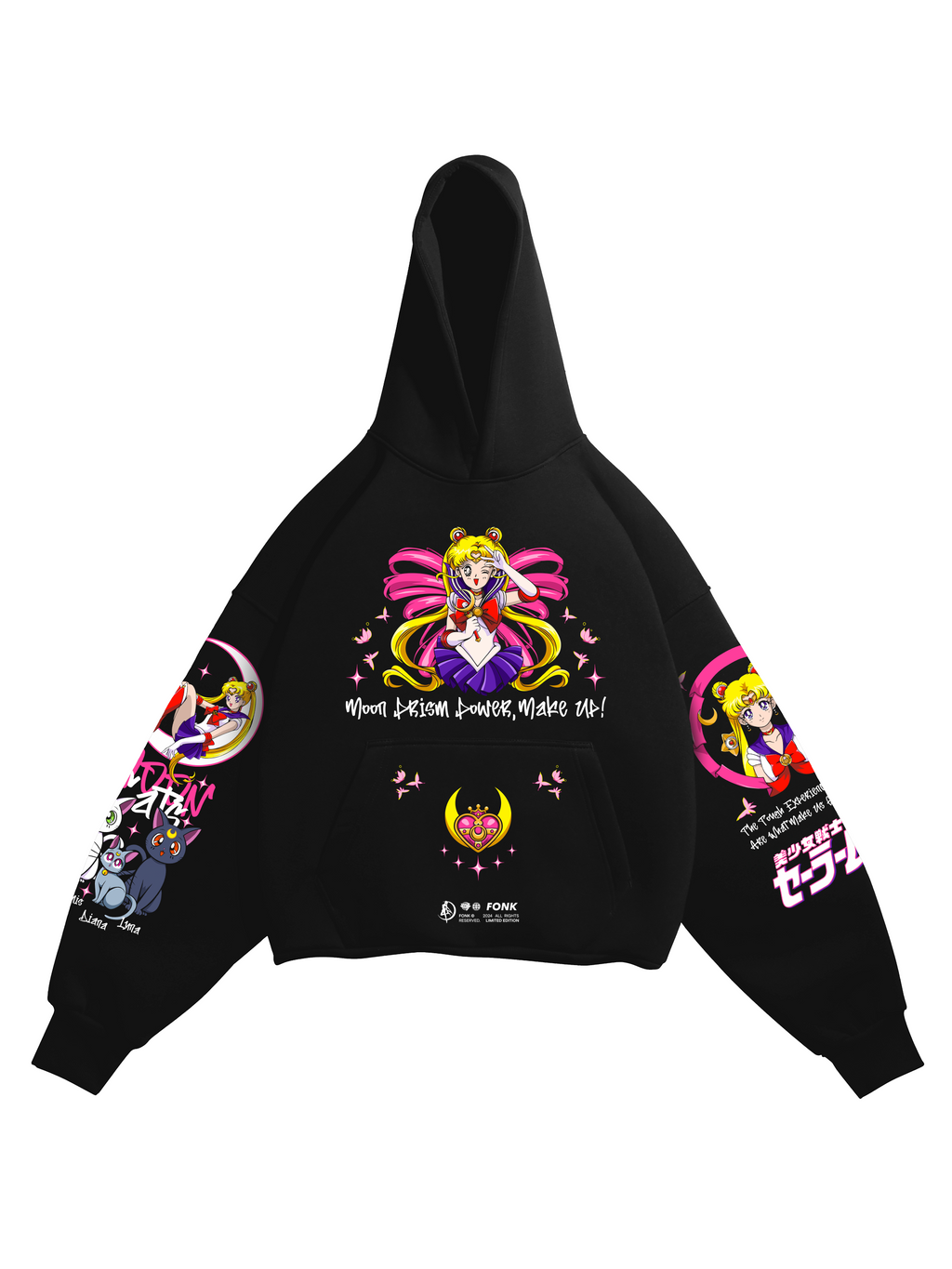 Hoodie Pretty Guardian - Sailor moon anime, unisex, black