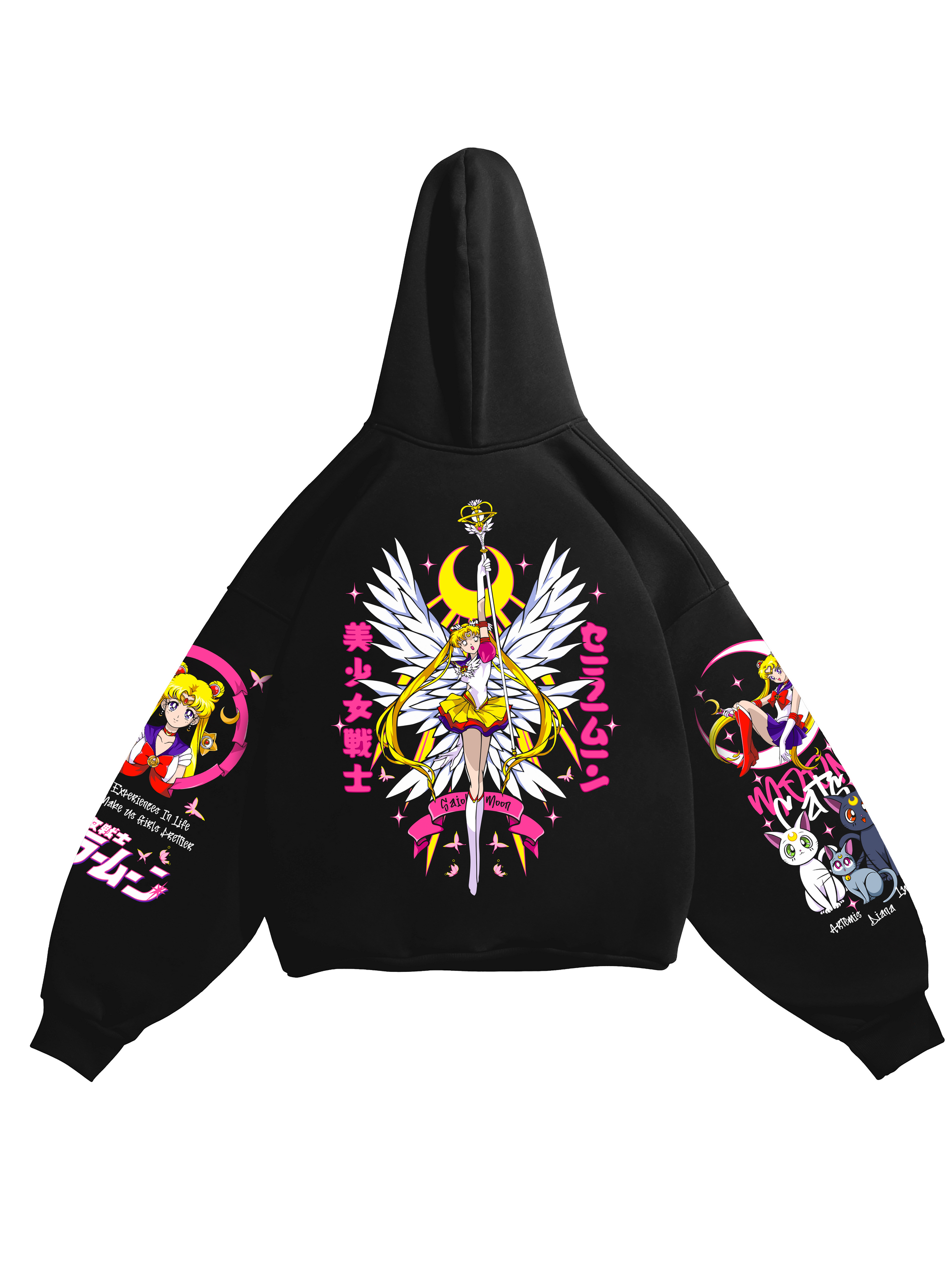 Hoodie Pretty Guardian - Sailor moon anime, unisex, black