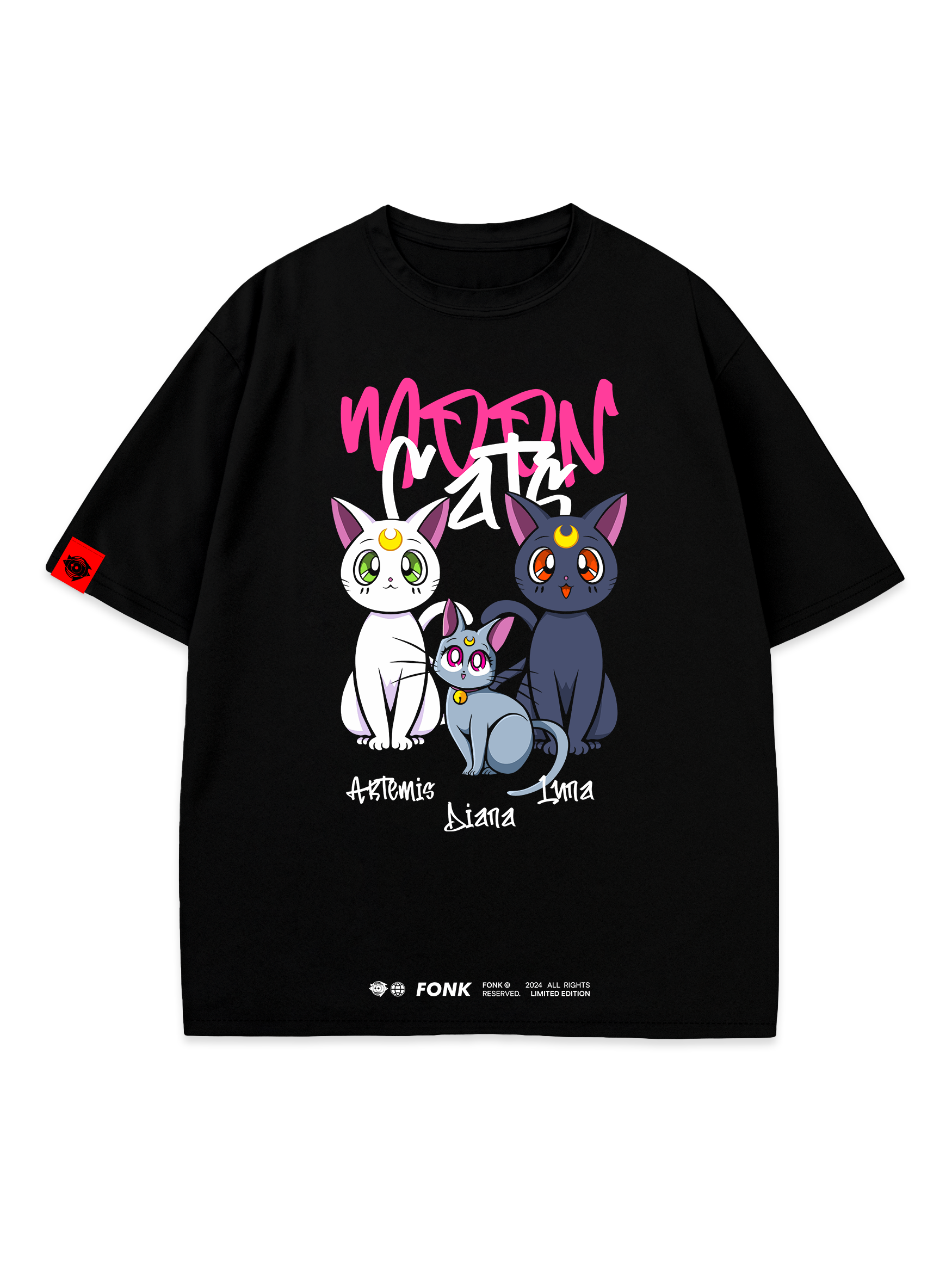 T-SHIRT MoonCats - Sailor Moon anime, unisex, black