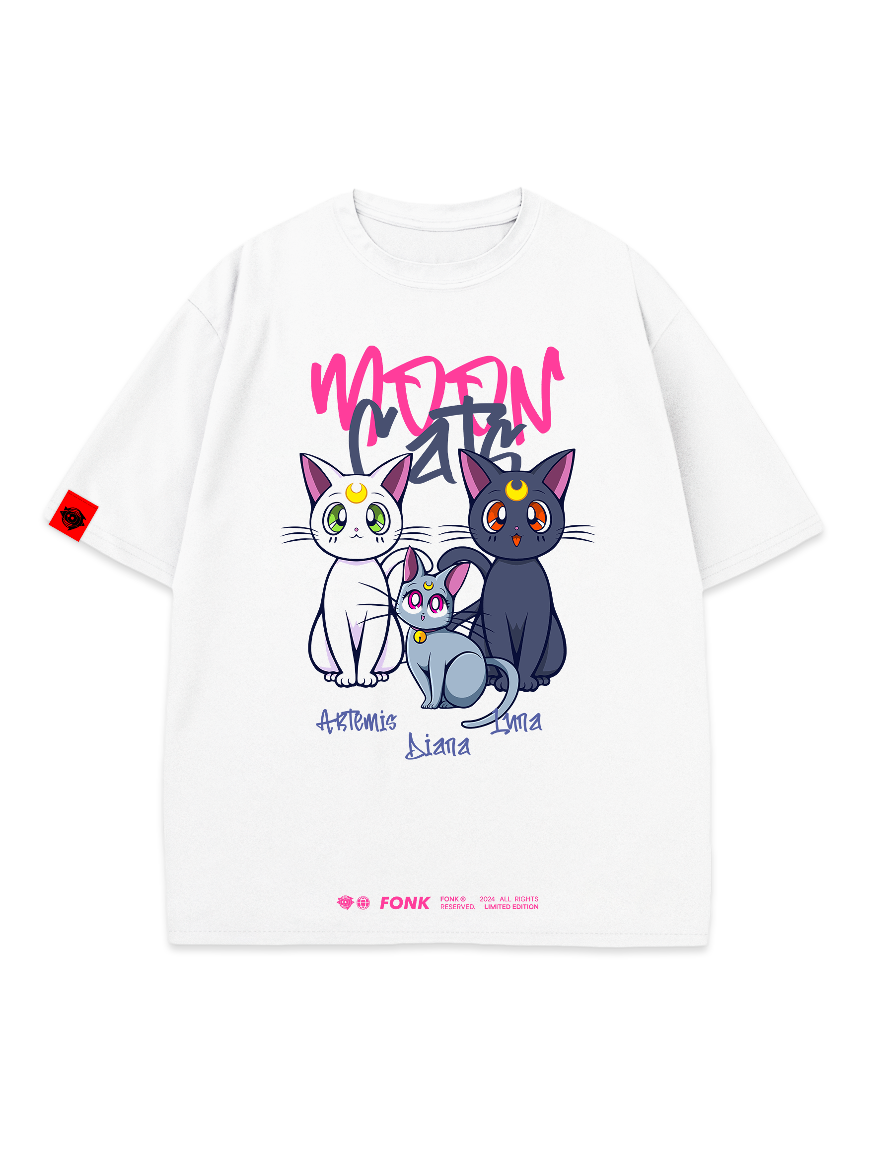 T-SHIRT MoonCats - Sailor Moon anime, unisex, white