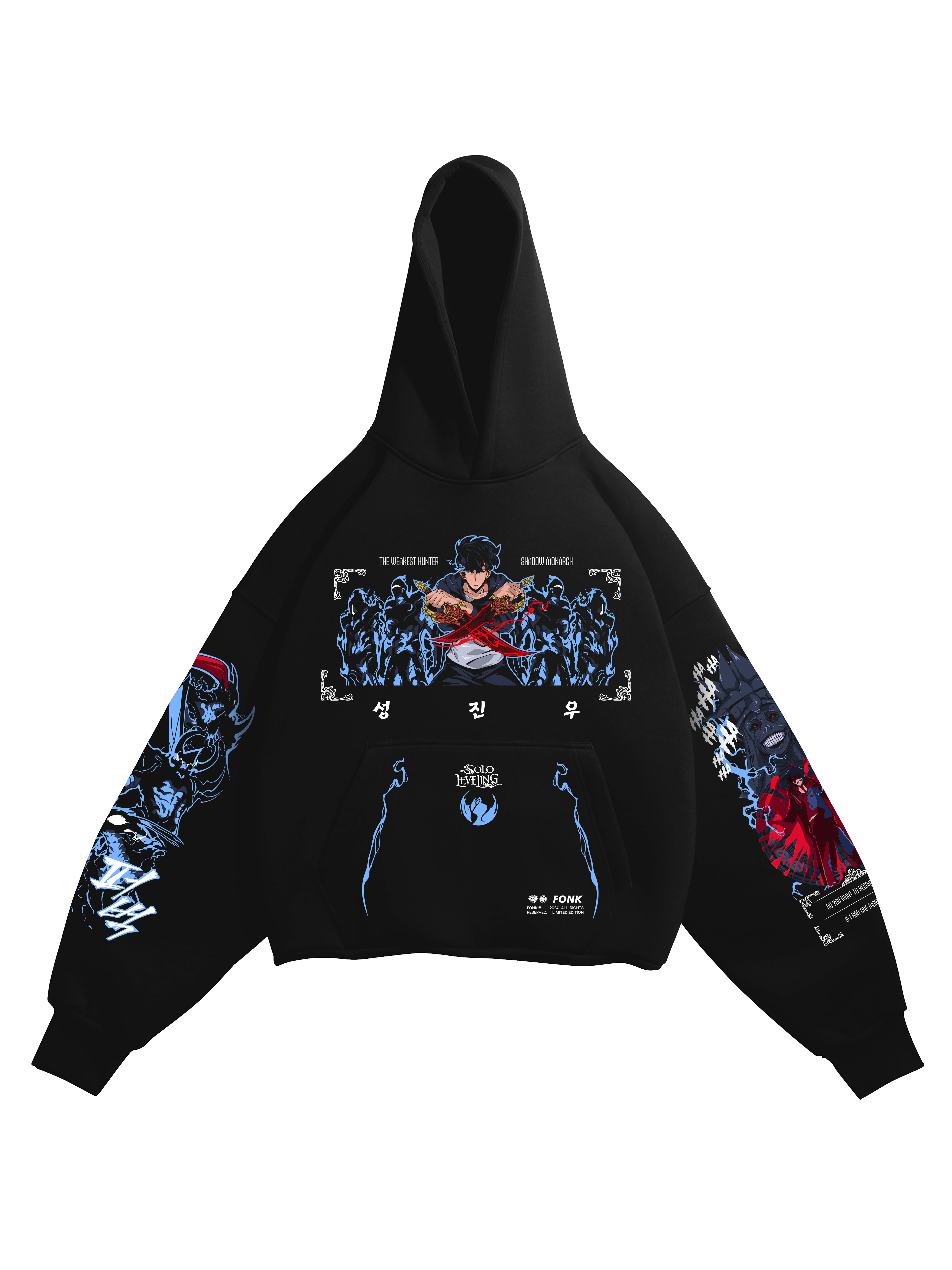 Hoodie Sung Jin-Woo - Solo Leveling anime, unisex, black