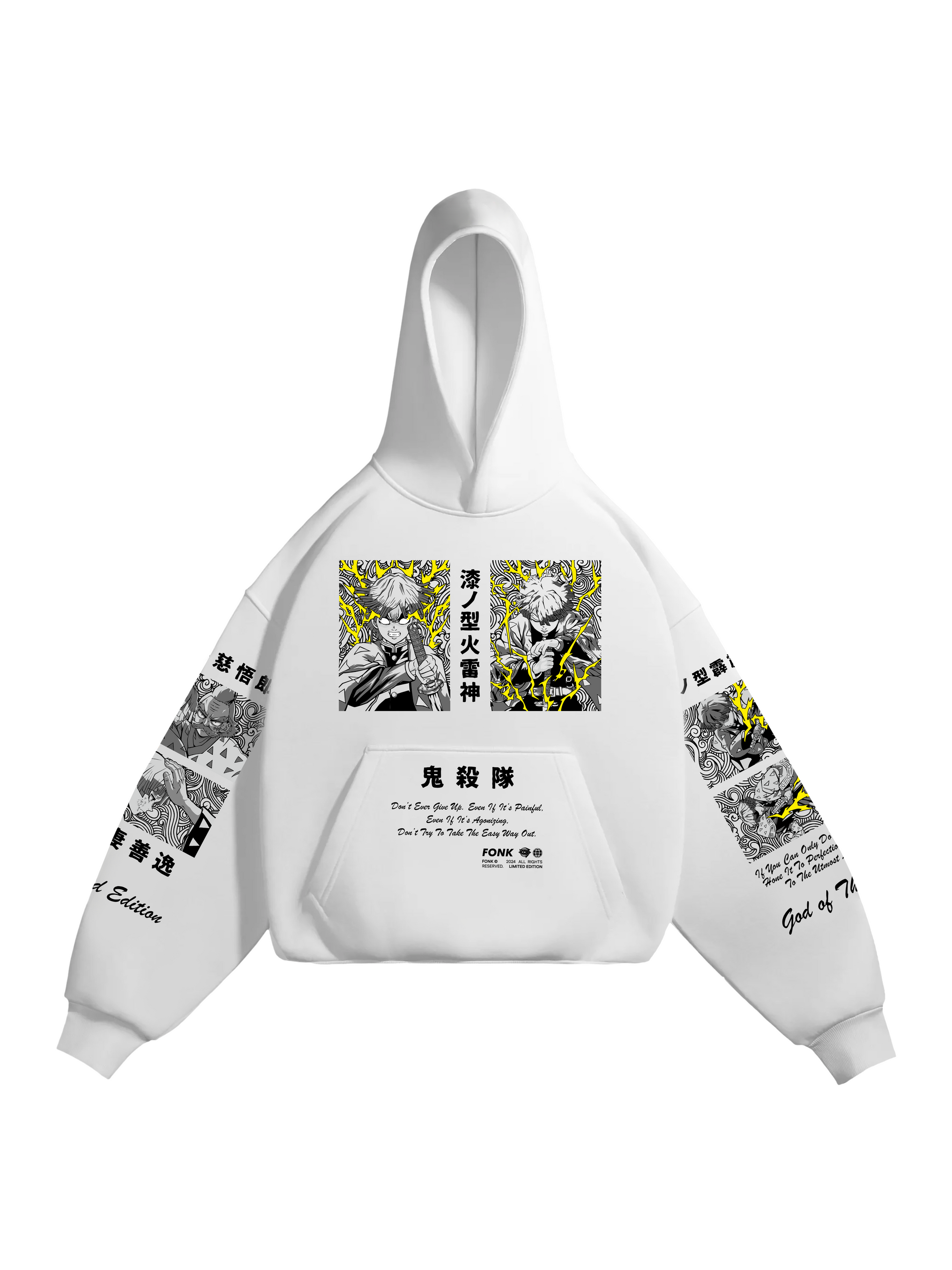 Hoodie Zenitsu - Demon Slayer anime, unisex, white