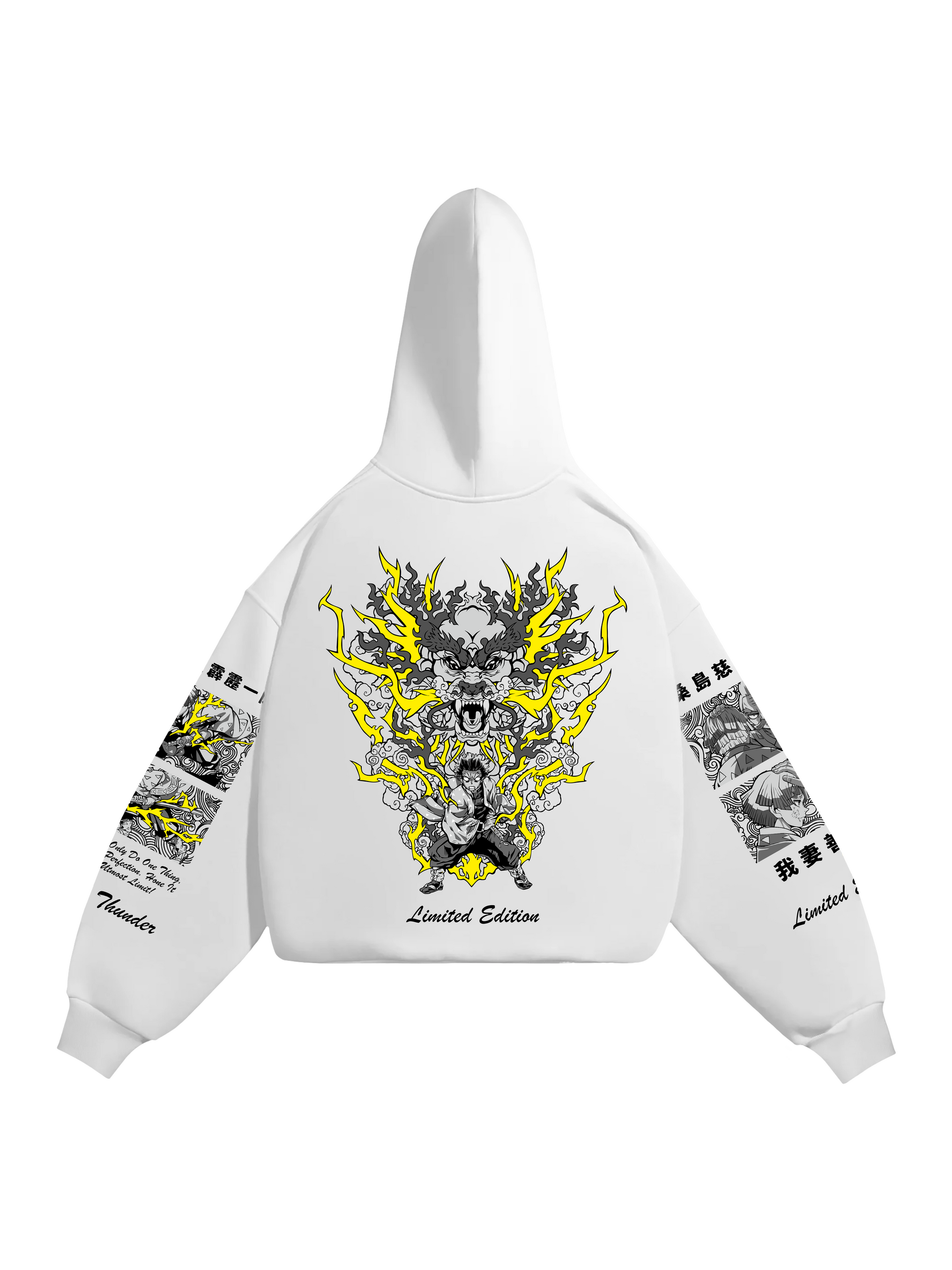 Hoodie Zenitsu - Demon Slayer anime, unisex, white