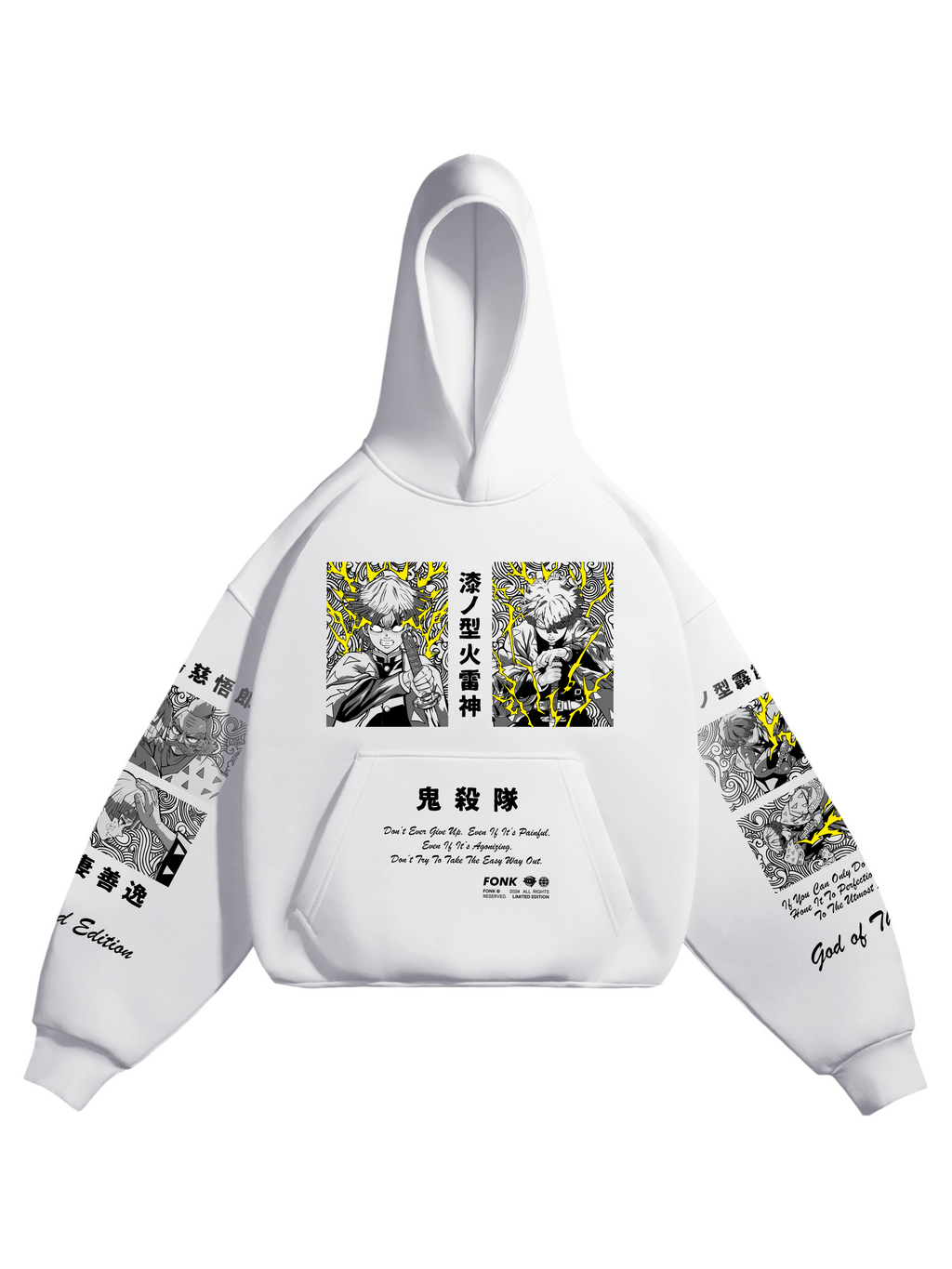 Hoodie Thunder God- Demon Slayer anime, unisex, white