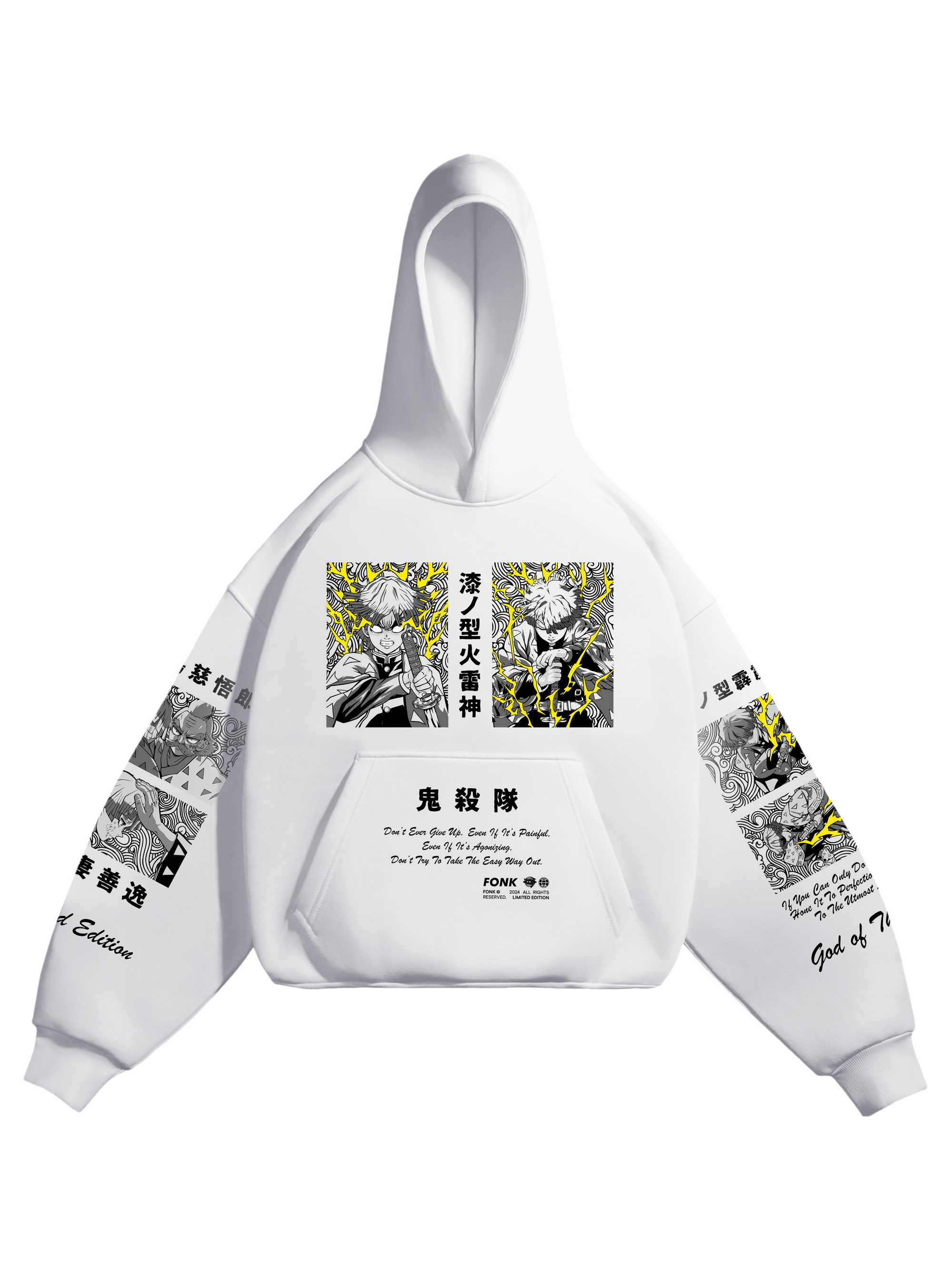 Hoodie Thunder God- Demon Slayer anime, unisex, white