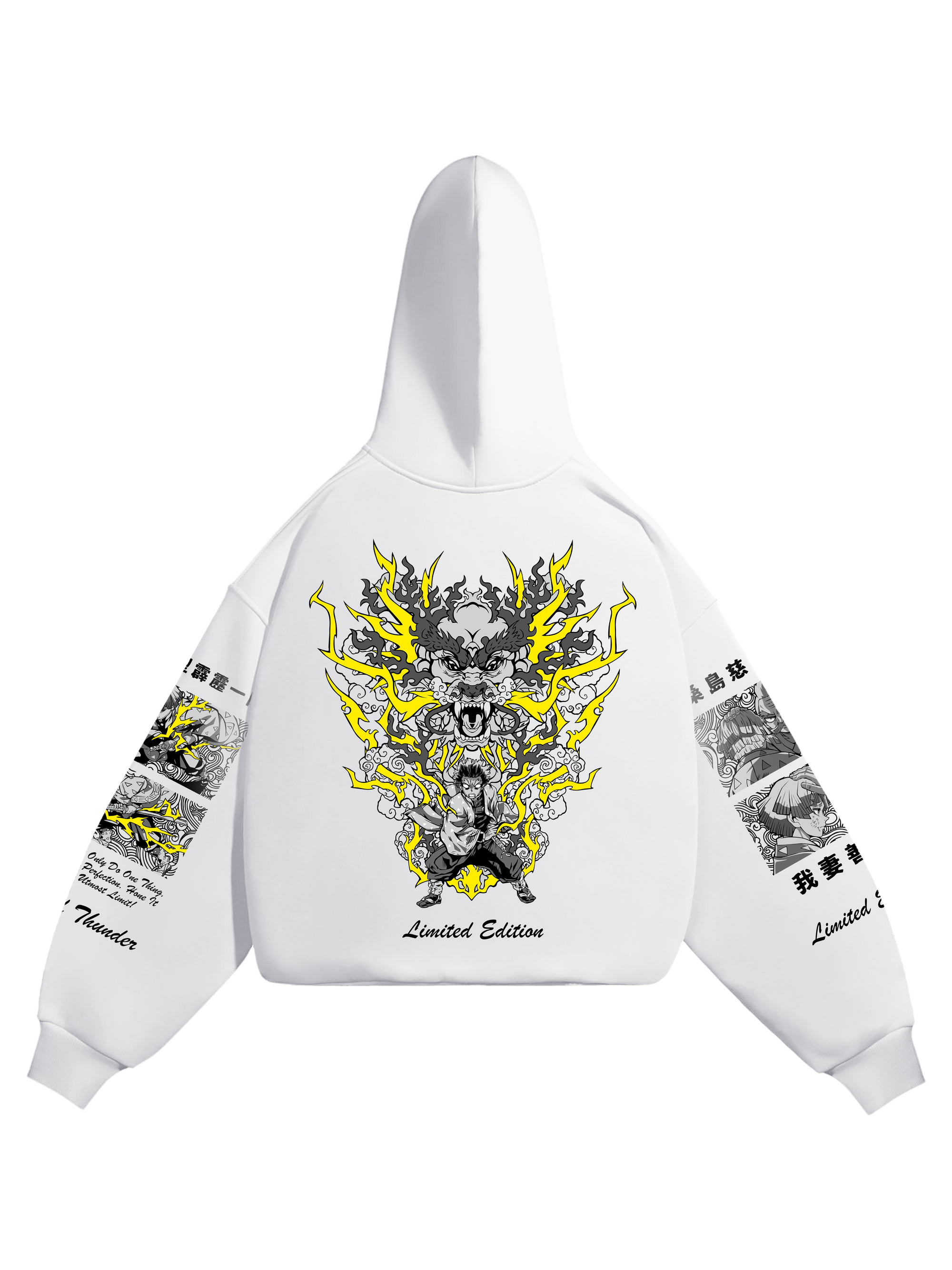 Hoodie Thunder God- Demon Slayer anime, unisex, white