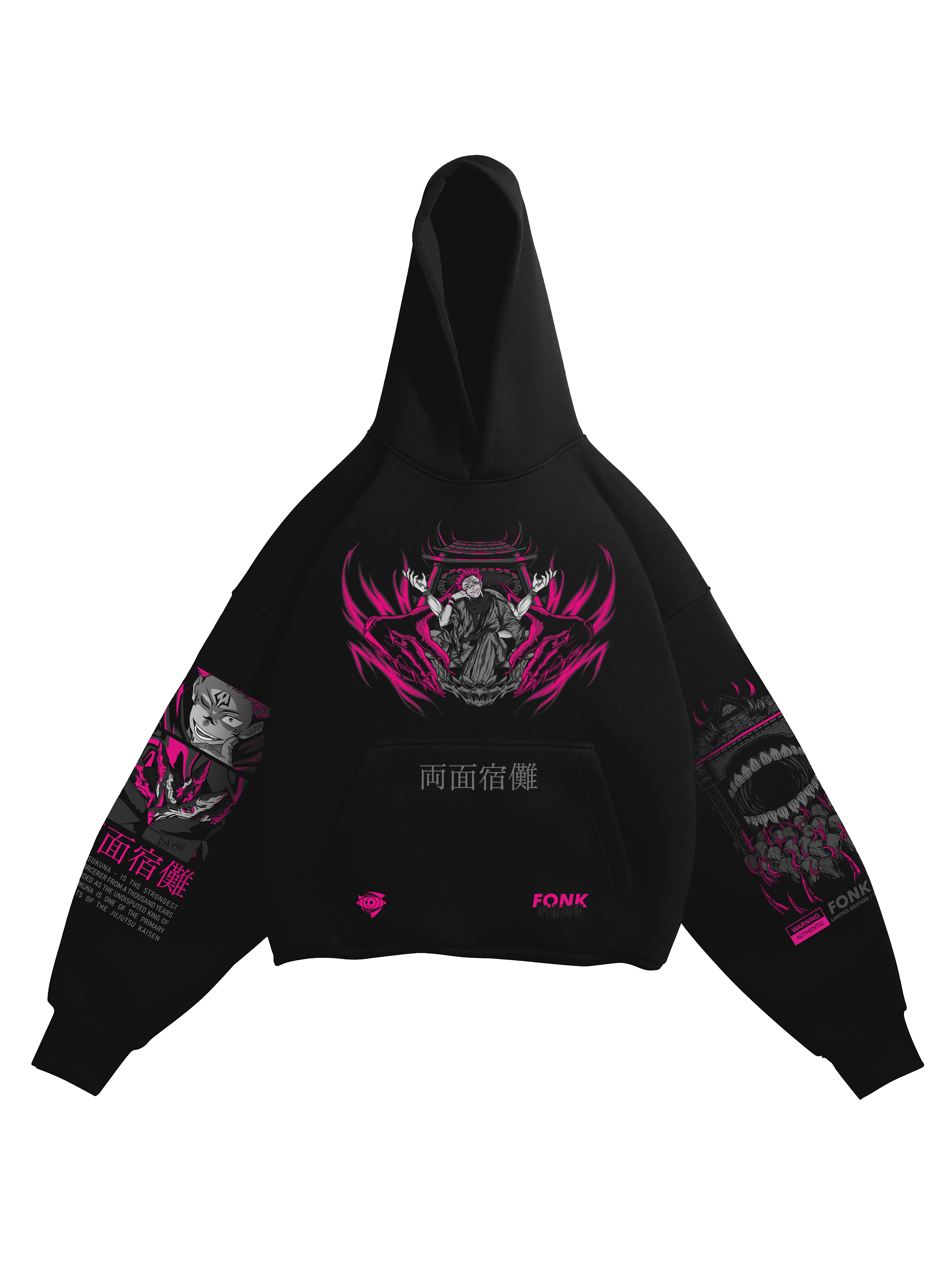 Hoodie Sukuna - Jujutsu Kaisen anime, unisex, black