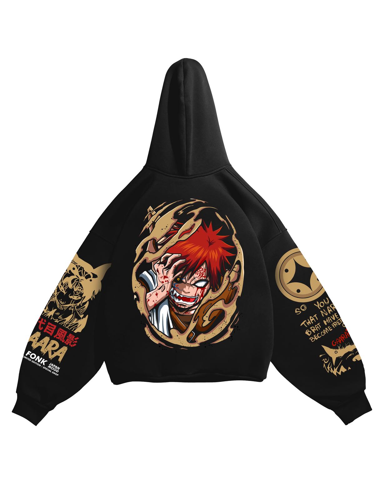 Hoodie Gaara - Naruto anime, unisex, black
