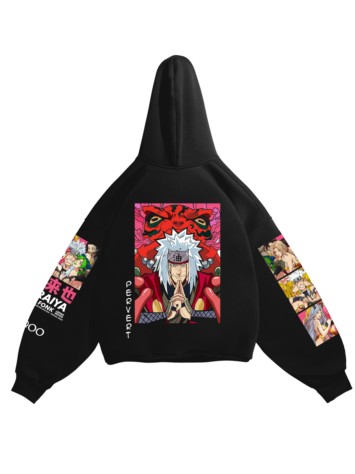Hoodie Jiraiya - Naruto anime, unisex, black